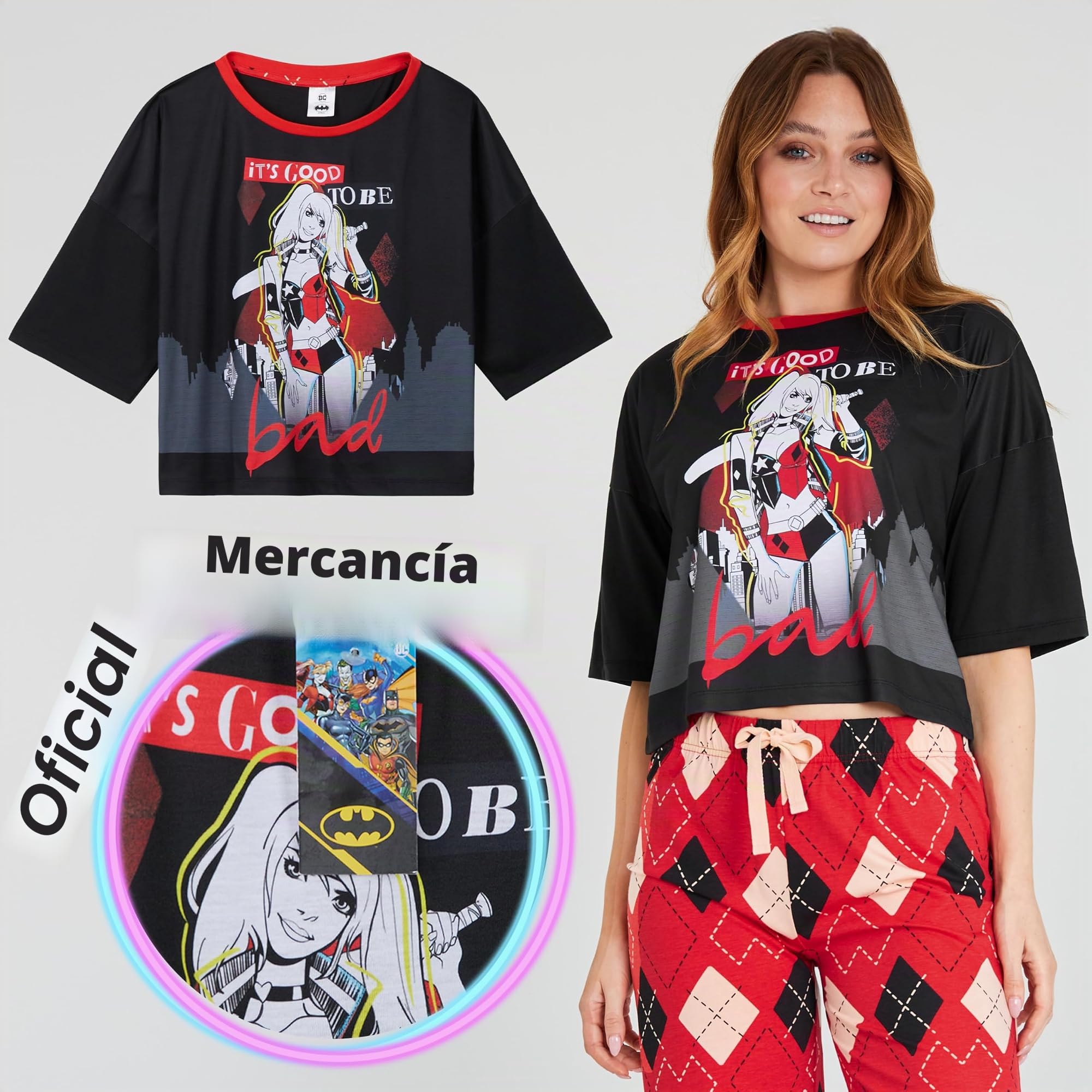 DC Comics Harley Quinn Pijama Largo de 2 Piezas para Mujeres - Regalo