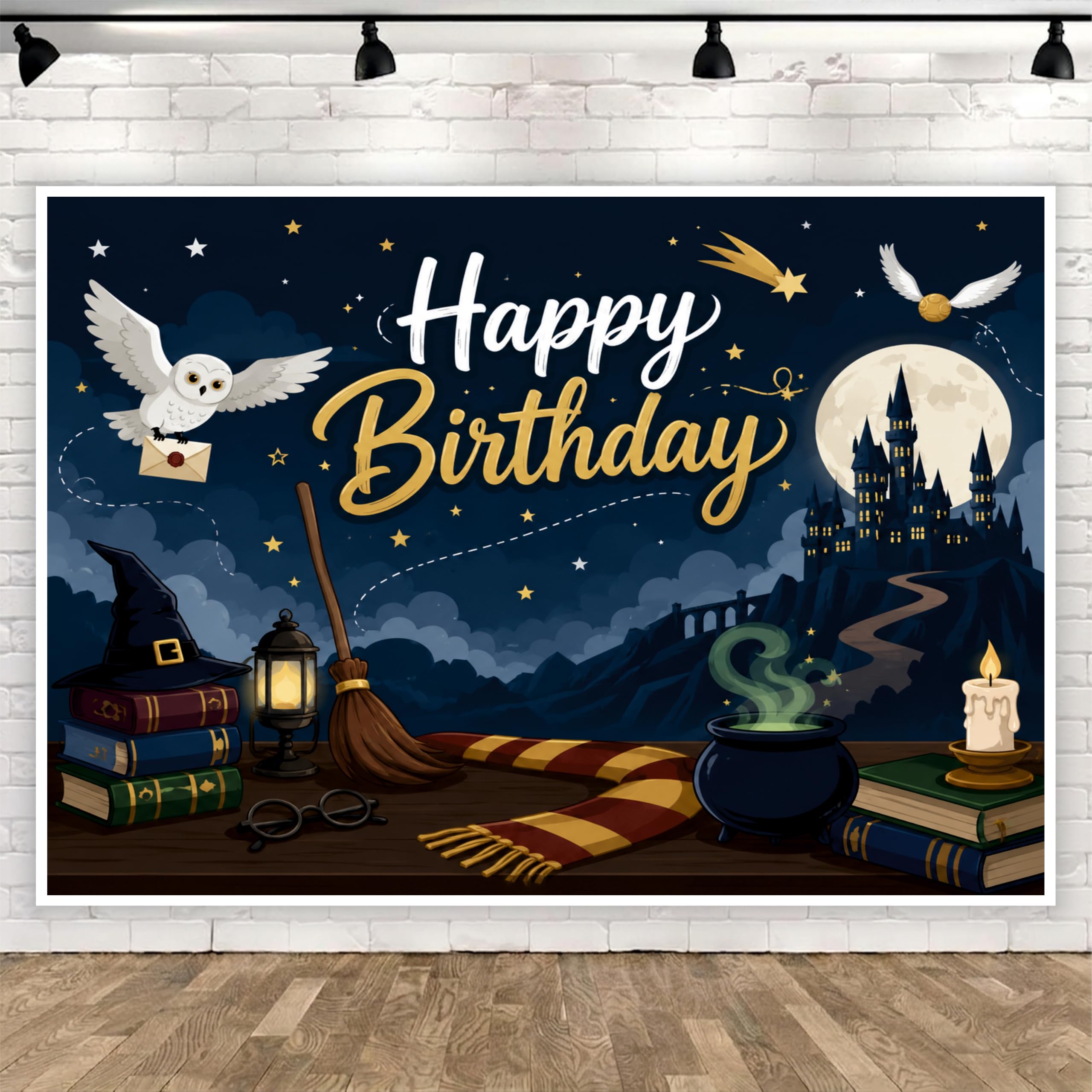 Wizard Theme Happy Birthday Backdrop Banner| Birthday Cloth Decoration Party Supplies for Kids Theme Party (Pack of 1, Multicolor, Size: 5X4 Feet)-image-4