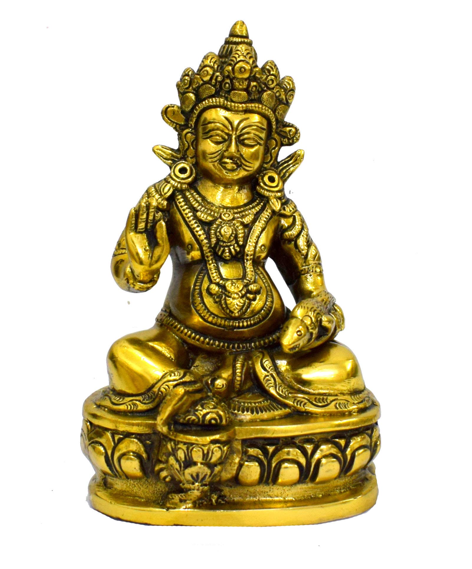 Brass Kuber Statue Sculpture for Wealth & Prosperity and Represents Glory and Gold for Home Temple Office & Living Room & Gifting.