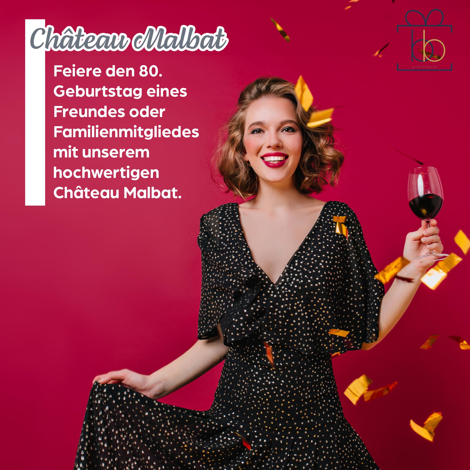 Bull & Bear Wein-Geschenk"Happy Birthday 80", Geschenk zum 80. Geburtstag, Rotwein 14%, Merlot