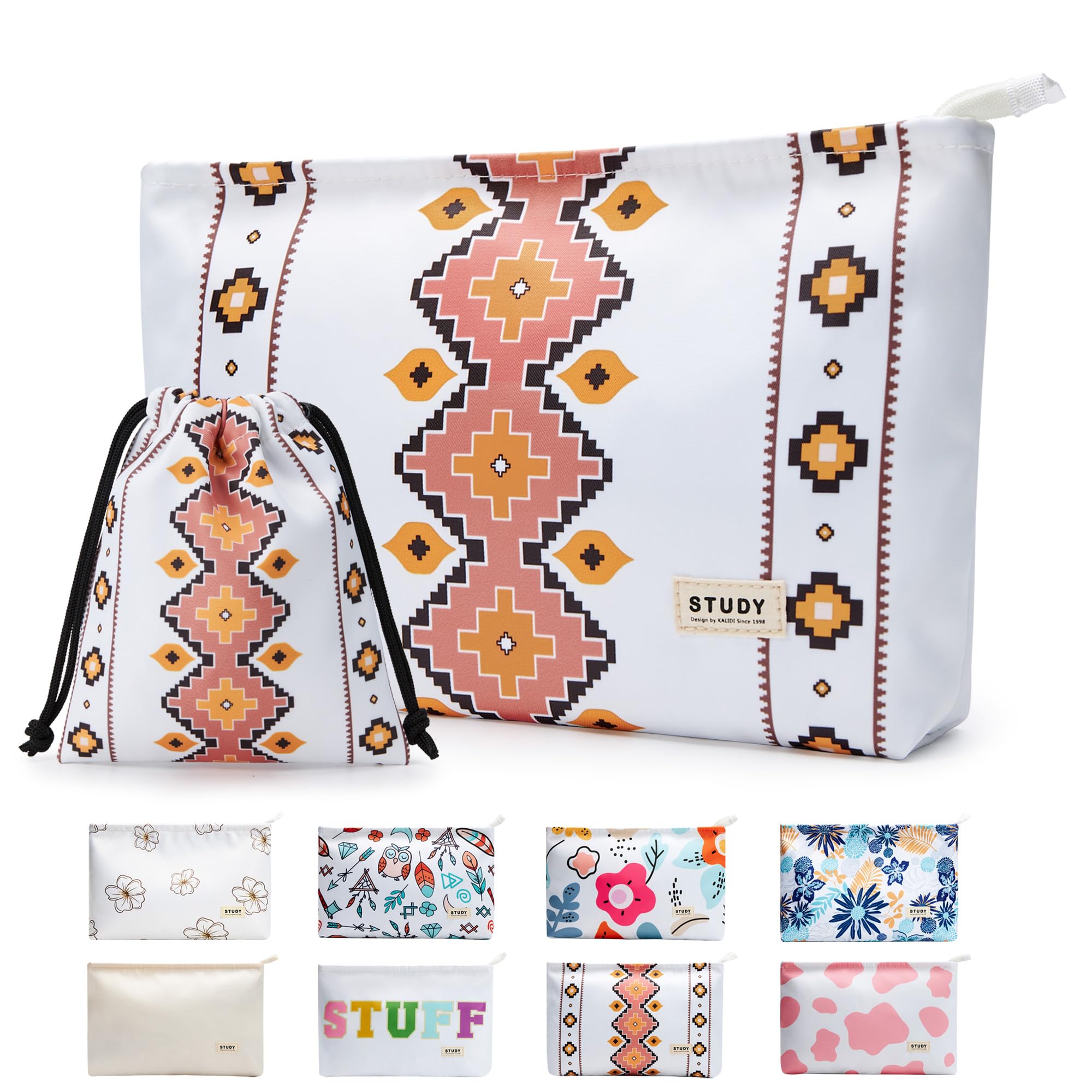 WLLWOO WLLWOO 2pcs Travel Make Up Bags-Cosmetic Bag Nylon Waterproof Large Wide Zipper Coin Purse Travel Toiletry Small Makeup Pouch For Women