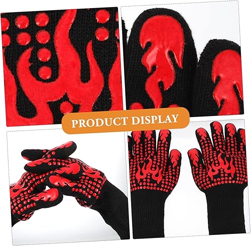 Miniatura 5 de YARNOW 1 par de guantes de silicona para barbacoa, guantes para hornear, guantes de cocina para niños, guantes para barbacoa, guantes para