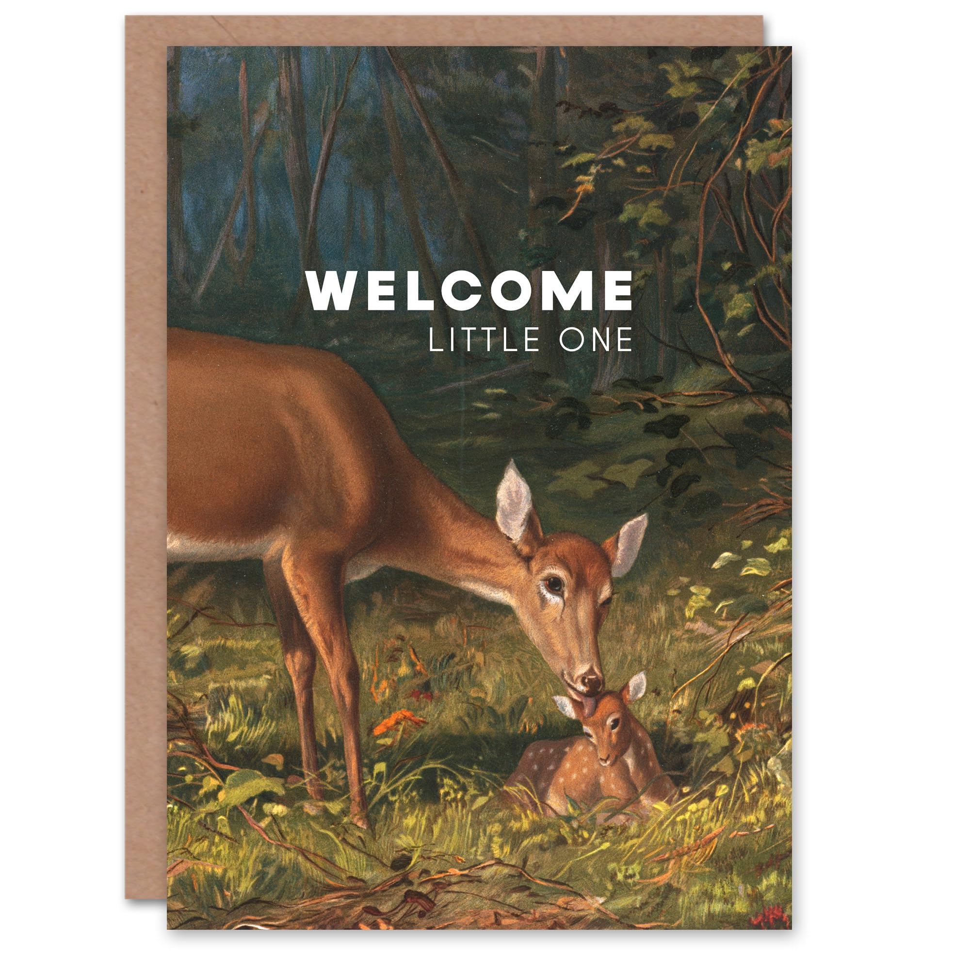 Artery8 Arthur Fitzwilliam Tait New Baby Card Maternal Love Doe and Fawn