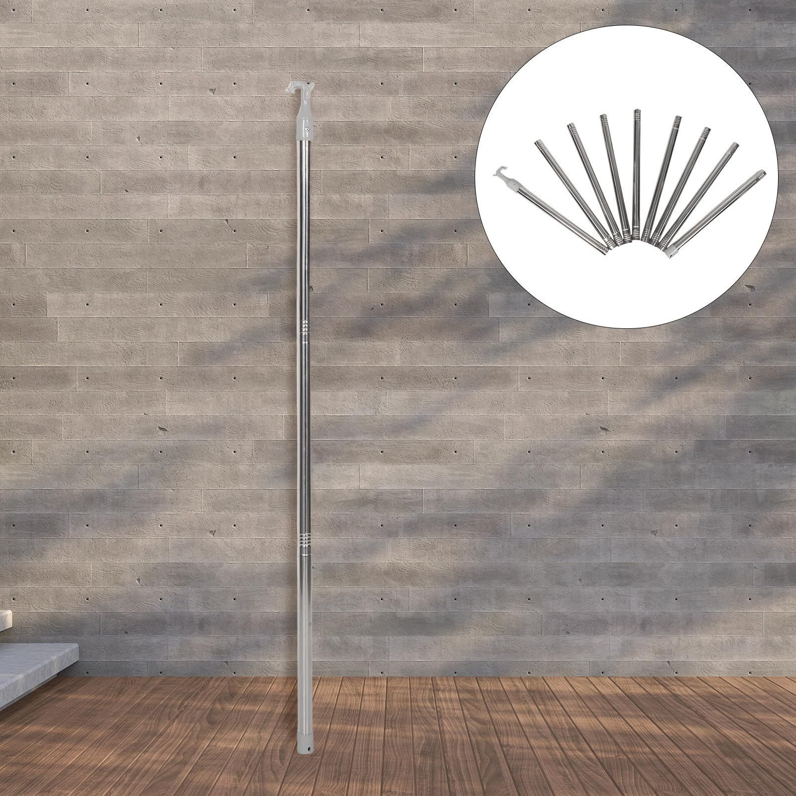 Tige de Poussée en Acier Inoxydable 3,6m pour Stores Plissés et Fenêtres de Toit, Fonction Silencieuse et Coulissante, pour Loft et Maison