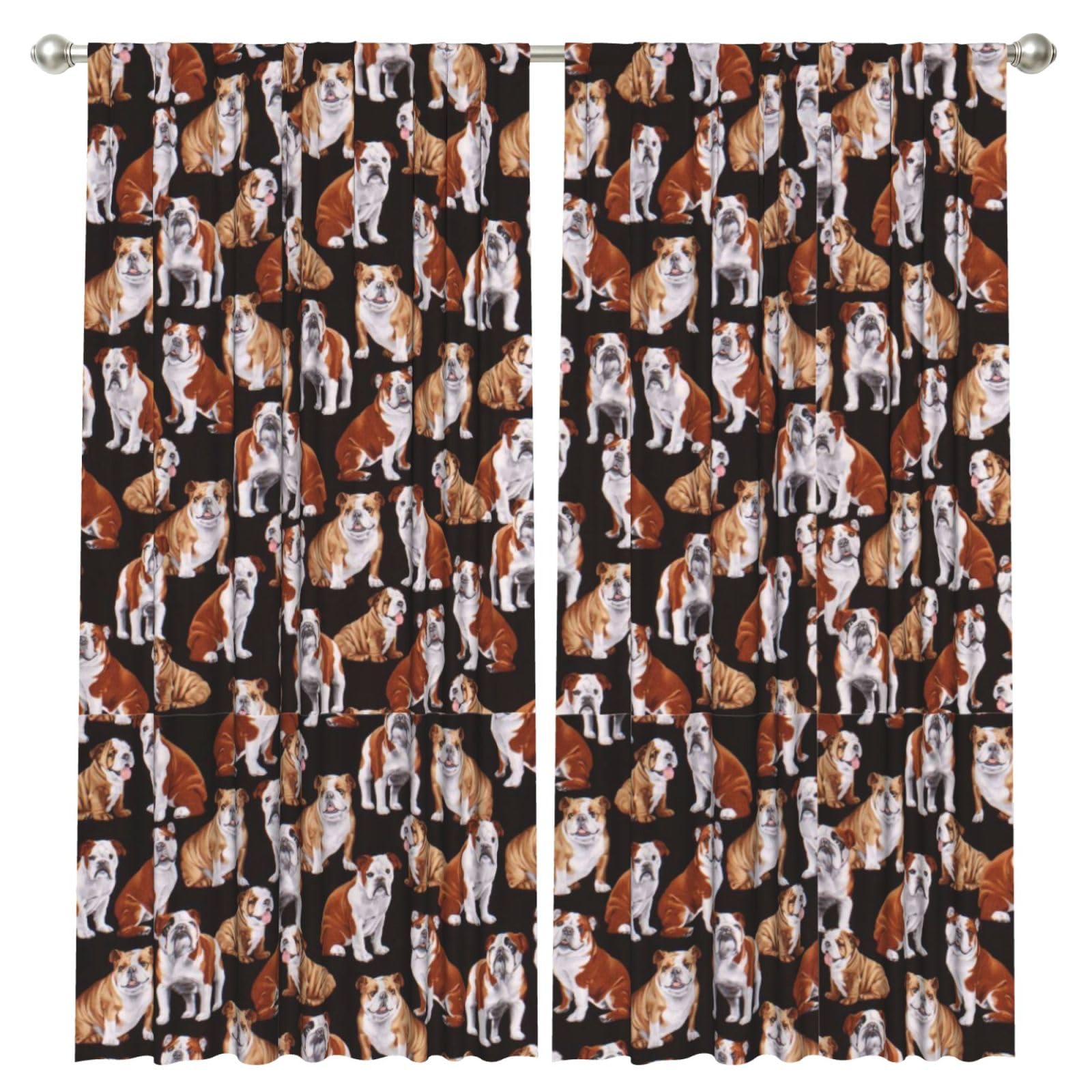 InOmak English Bulldog, 2 Panels Window Curtains 52 x 84 Inch Blackout Curtains for Living Room Bedroom