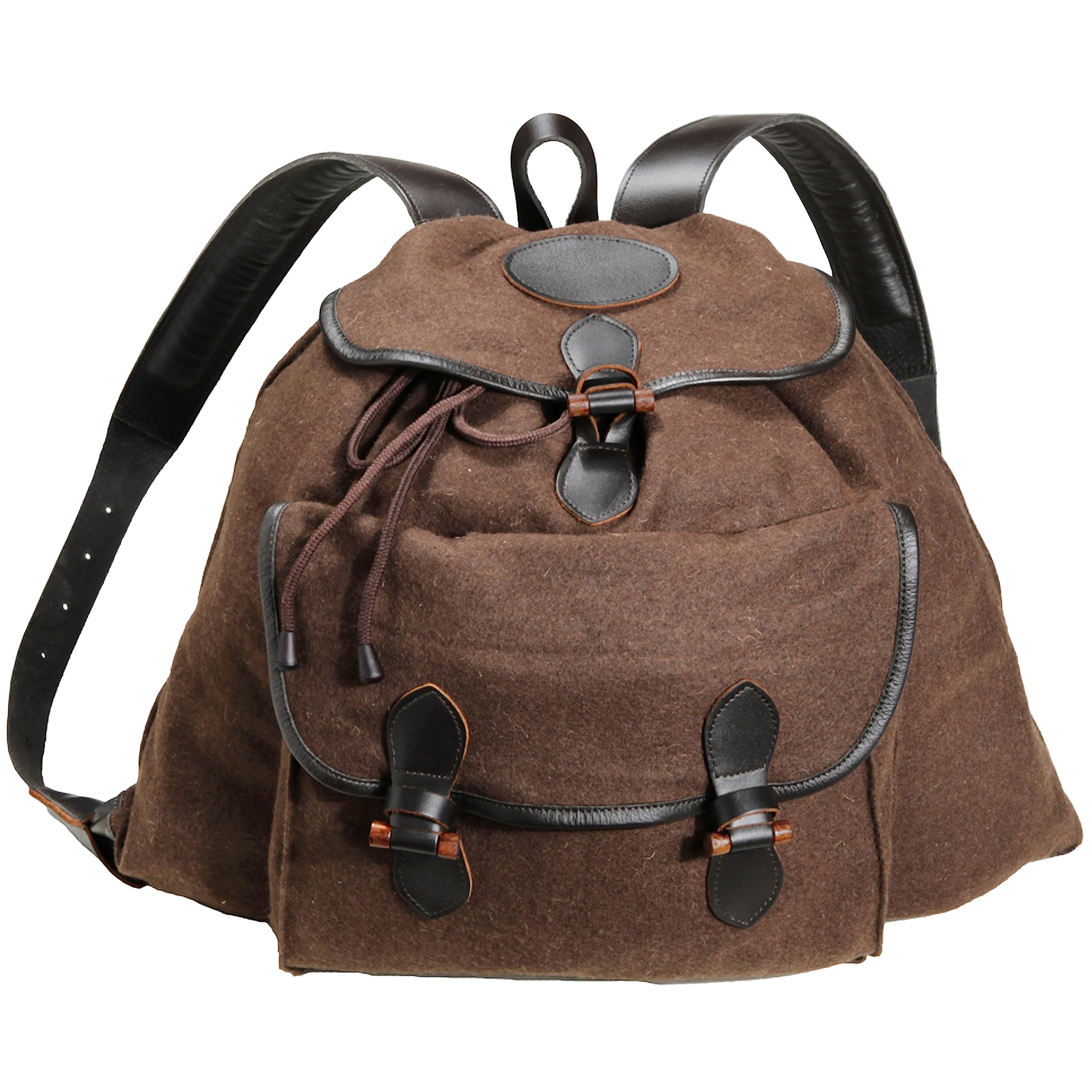 K&S Wildkameras Lodenrucksack Gebirgsrucksack Jagd Braun mit großer Außentasche und Schweißeinlage 25L Jagdrucksack Loden Geräuscharm
