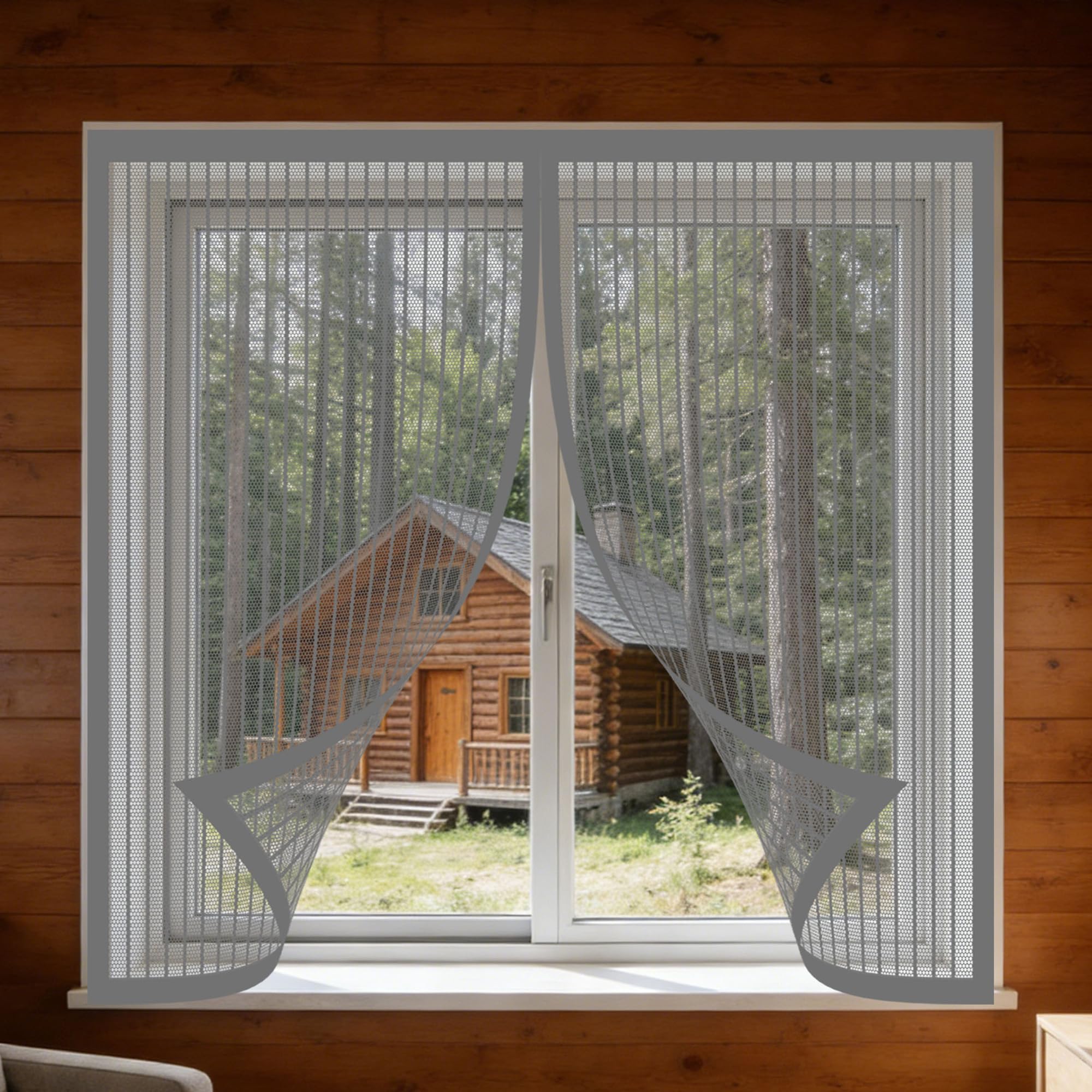 Fly Screens Windows 170 x 120 cm with Selfadhesive Window Screen Mesh for Bug Easy Install for Windows Doors and Patio Screens, Grey
