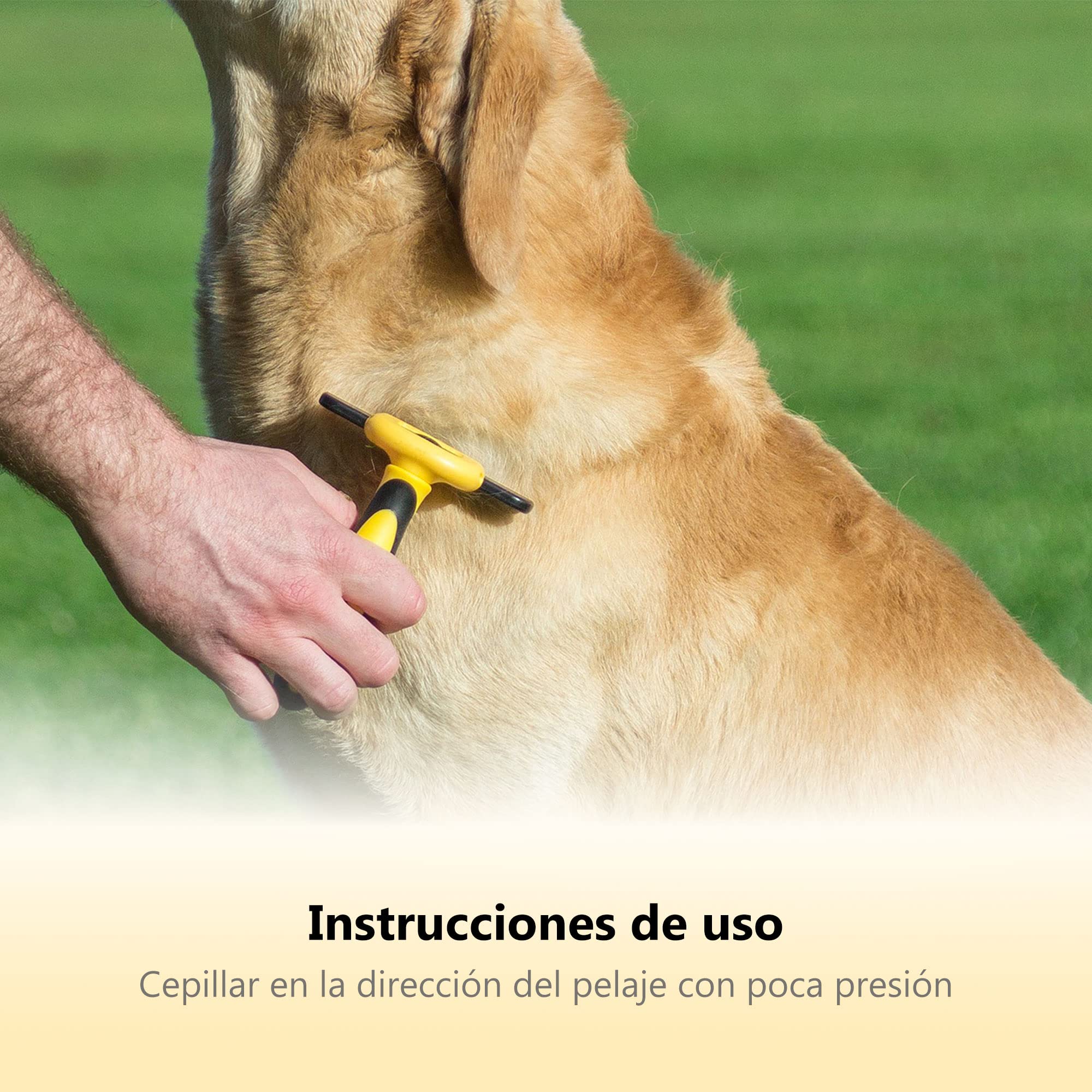 Peine Profesional para Mascotas, Herramienta de Cuidado para Perros, D-Shedz para Razas de Perros, Gatos con Pelo Corto o Largo, Pequeño, Mediano y Grande (Amarillo)