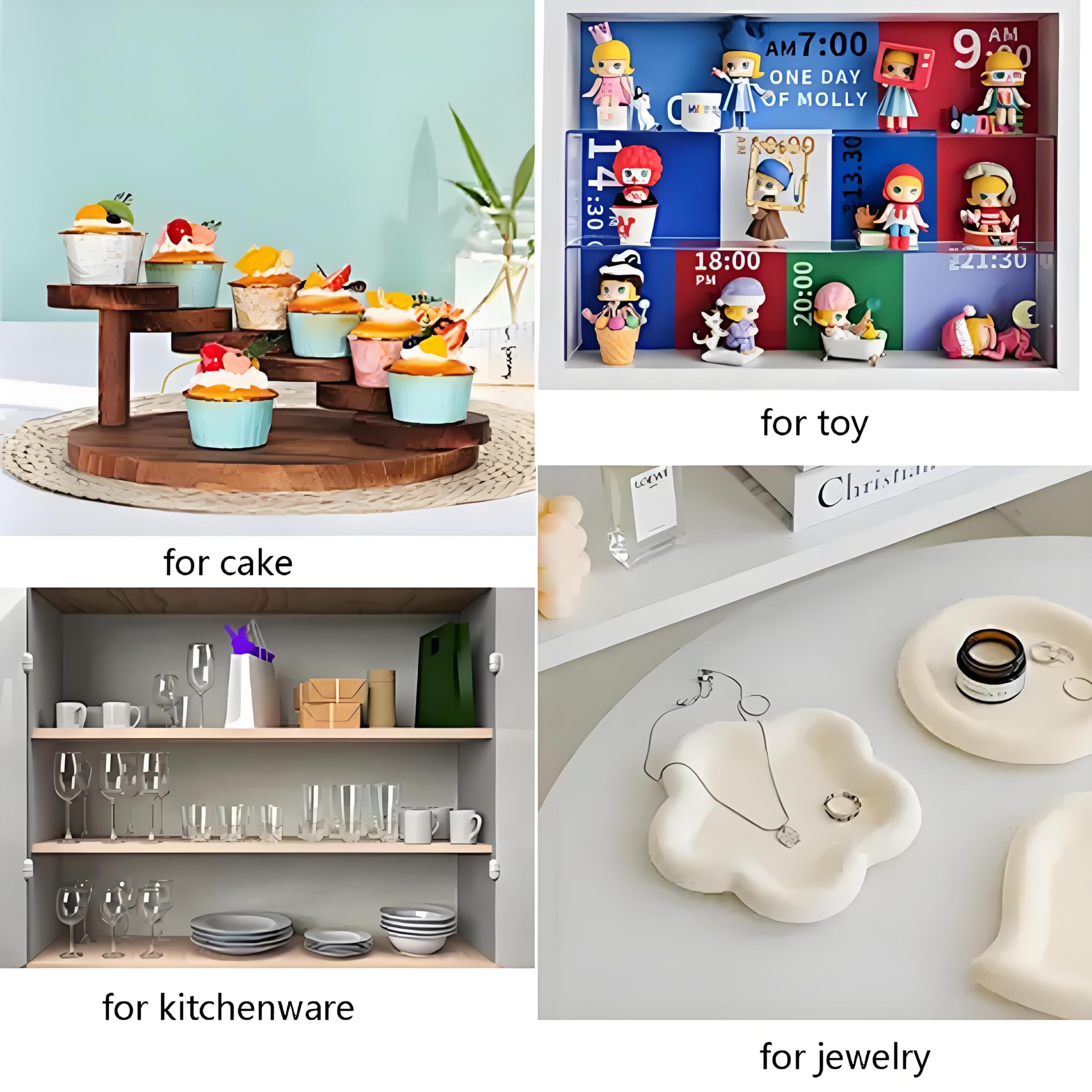 TopHomer 2 Pezzi Espositore in Acrilico Trasparente, Alzate in Acrilico per Figurine, Buffet, Bambole, Cosmetici, Dessert e Cupcake