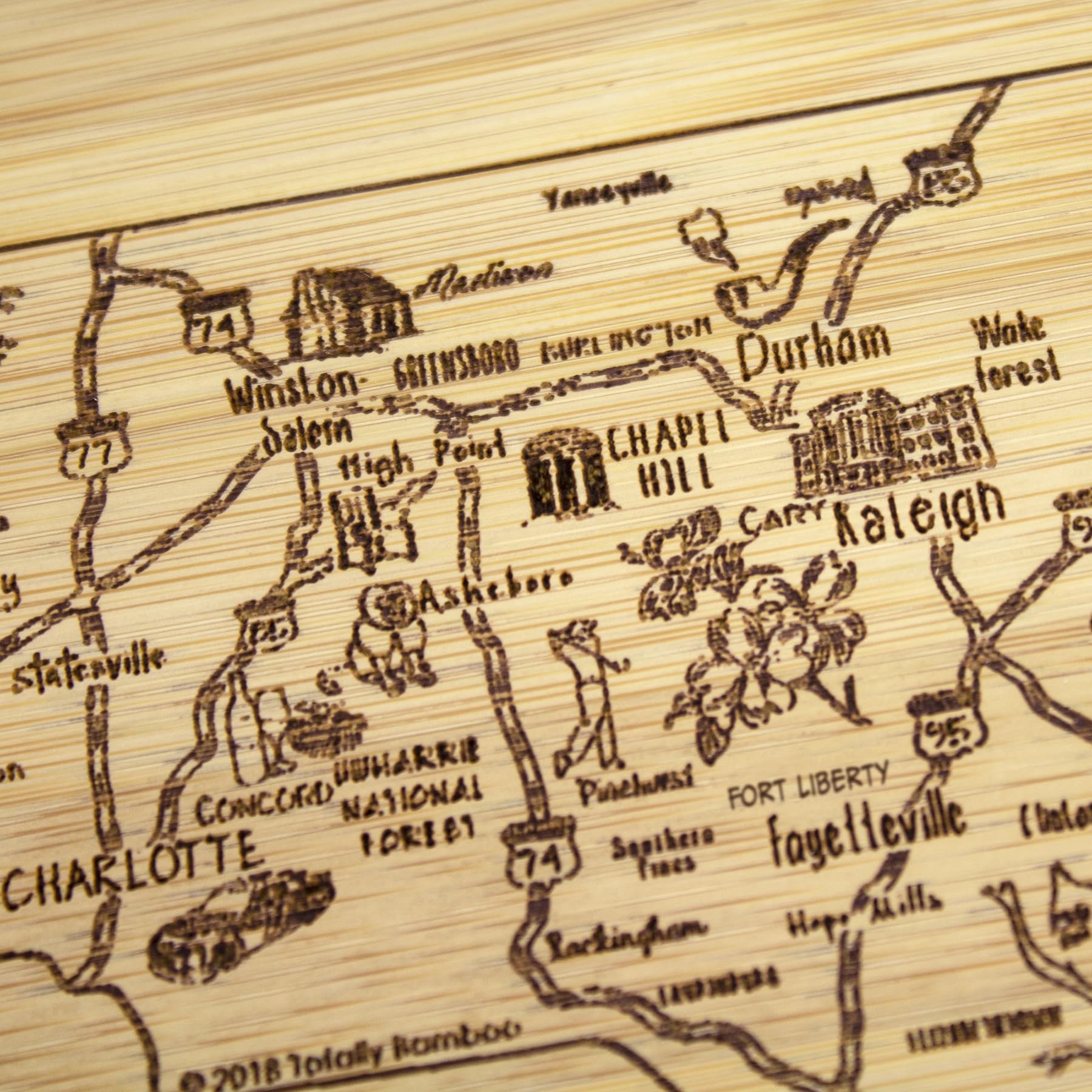 Totally Bamboo A Slice of Life North Carolina State Serving and Cutting Board, 11" x 8.75"