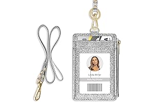 Bling Silver Glitter Badge Holder with Lanyard