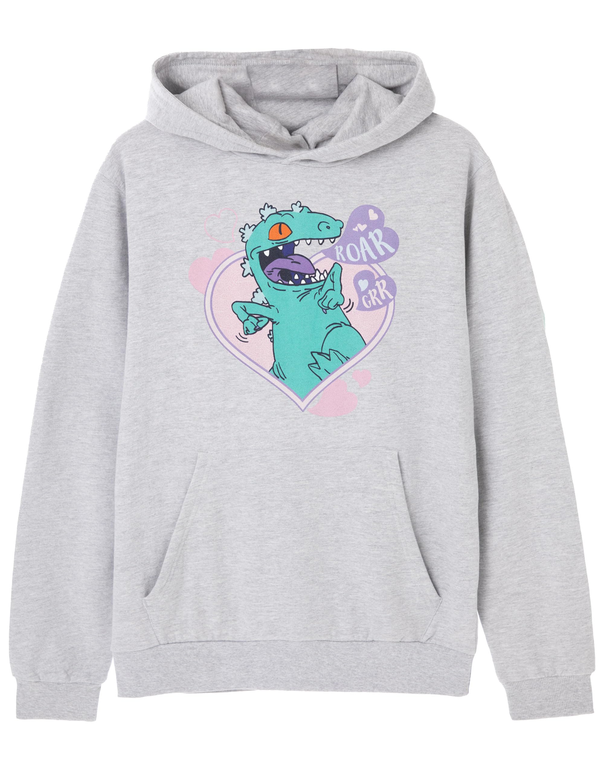 Rugrats Reptar Love Women's Grey Marl Hoodie - Licensed Apparel - XXL