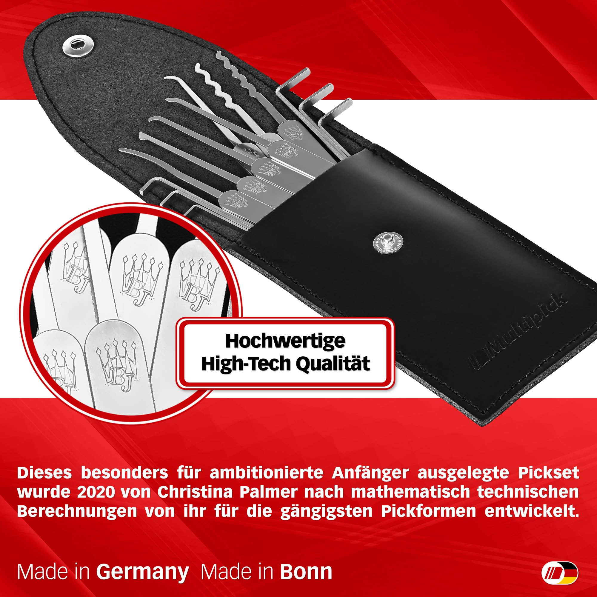 ULTIPICK Lockpicking Set - [6 pernos incl. Pinning Kit] Juego de