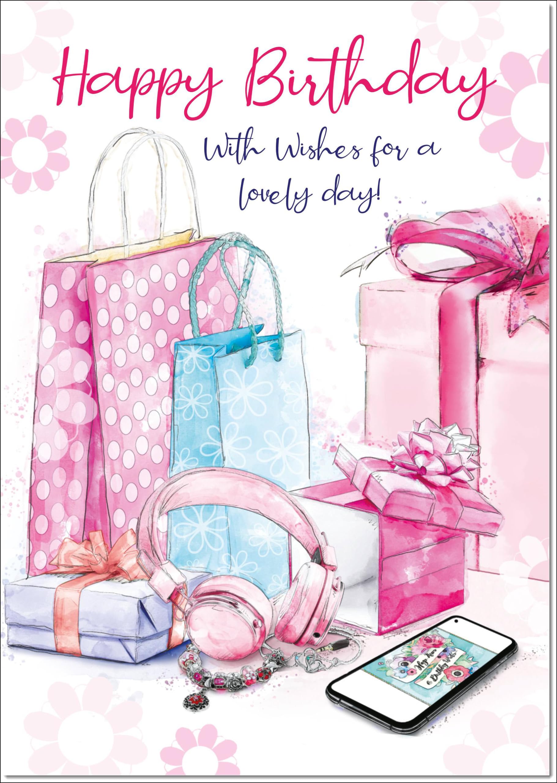 doodlecards Birthday Card for Her Present Pile Large A4 Size with Plain Envelope