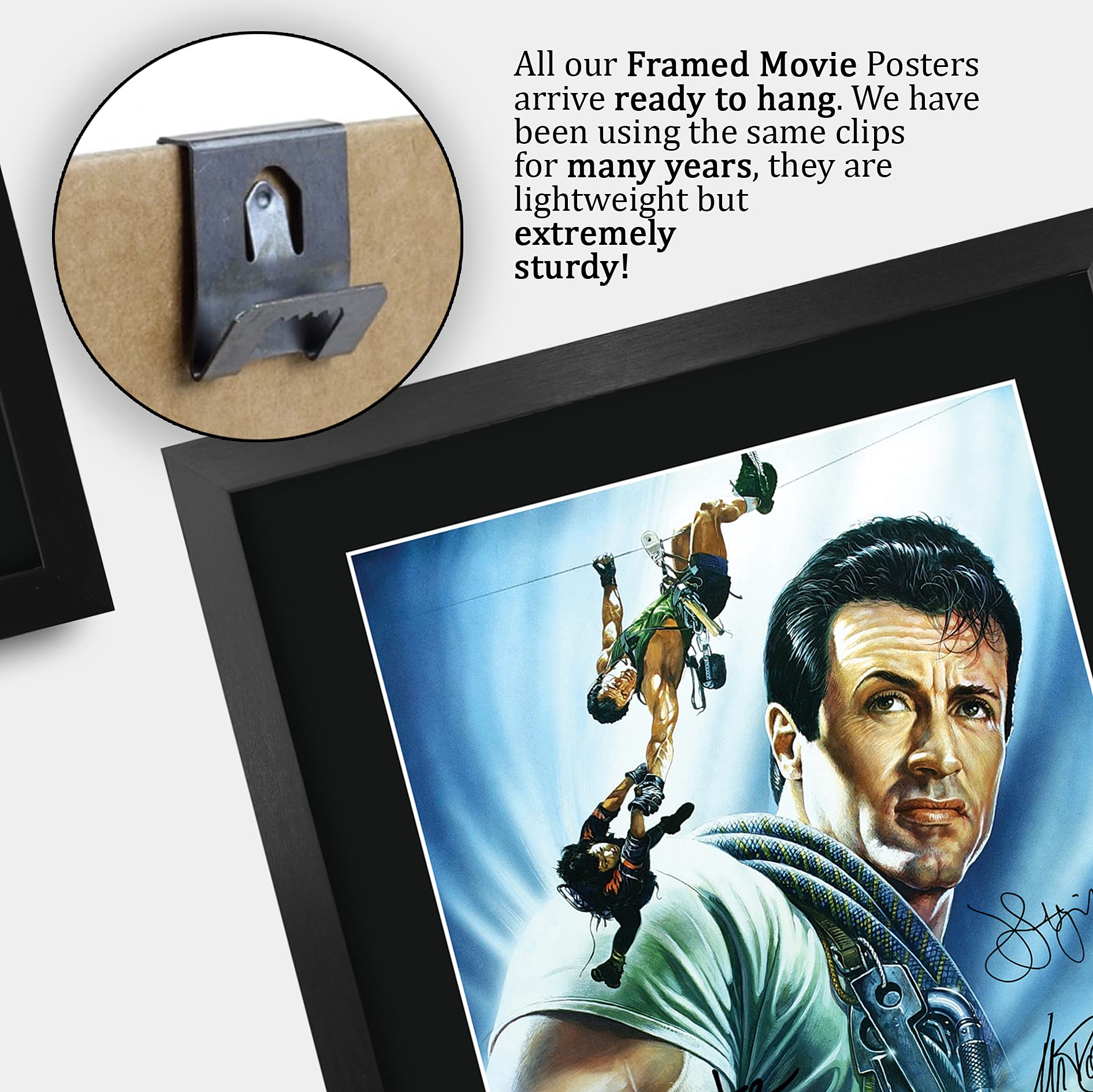 HWC Trading FR A3 Cliffhanger Sylvester Stallone Gifts Gedrucktes Poster, signiertes Autogramm, Bild für Film-Fans, A3 gerahmt