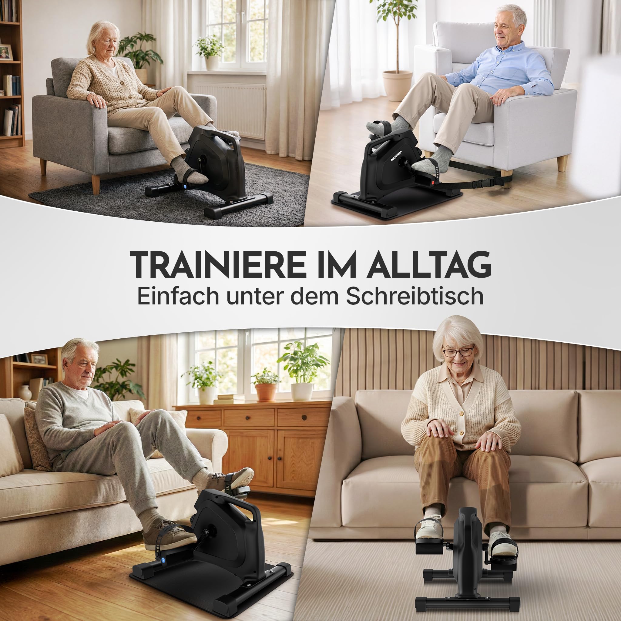 NEOLYMP Pedaltrainer TÜV geprüft gelenkschonender Beintrainer im Sitzen für Senioren Widerstandstrainer mit Display 8 Stufen Magnetbremse