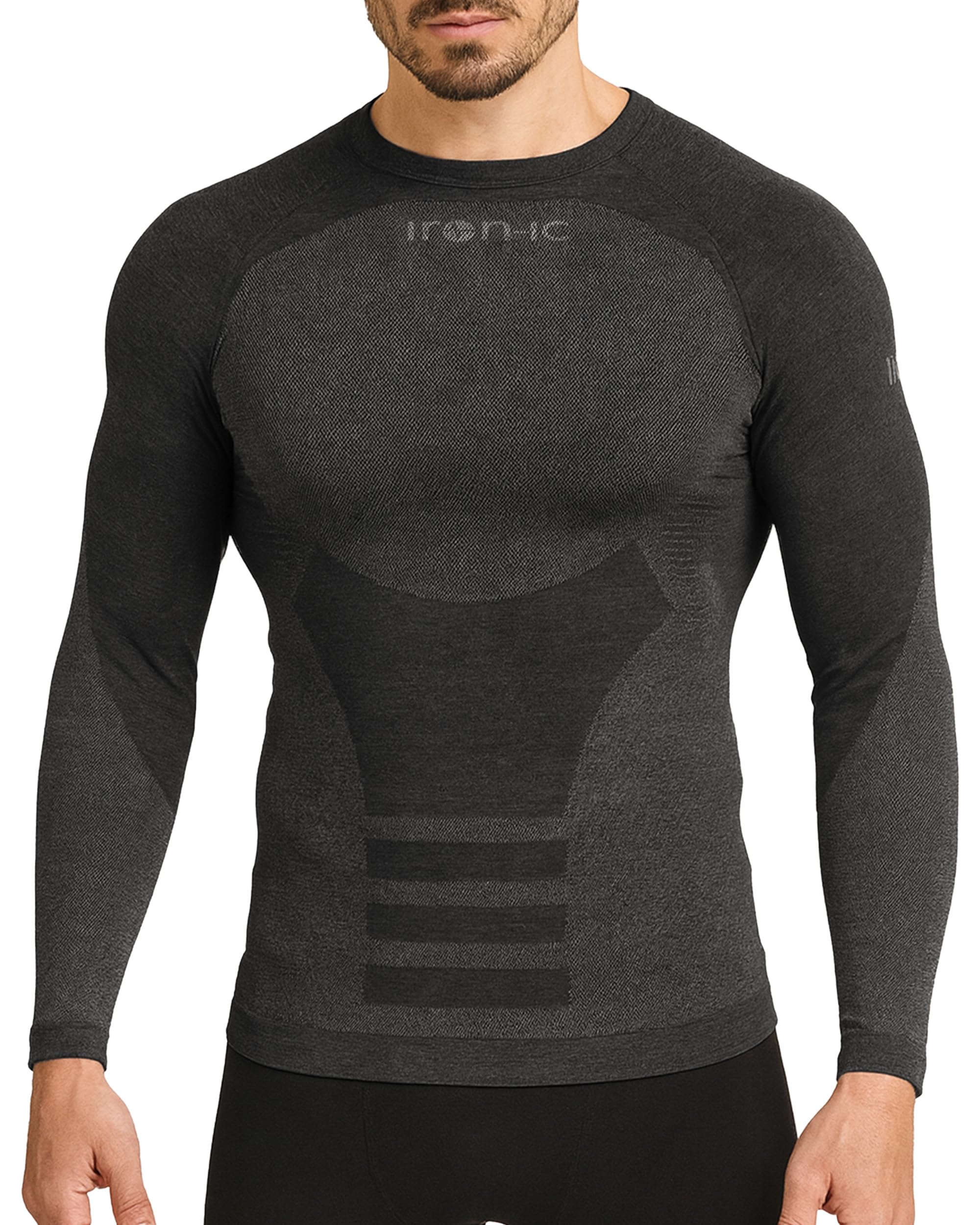 Iron-Ic - T-Shirt Uomo Maniche Lunghe Thermo Cashmere Seamless con Fitting Comfort e Struttura Traspirante per Sport Outdoor Invernali - Art. 202002