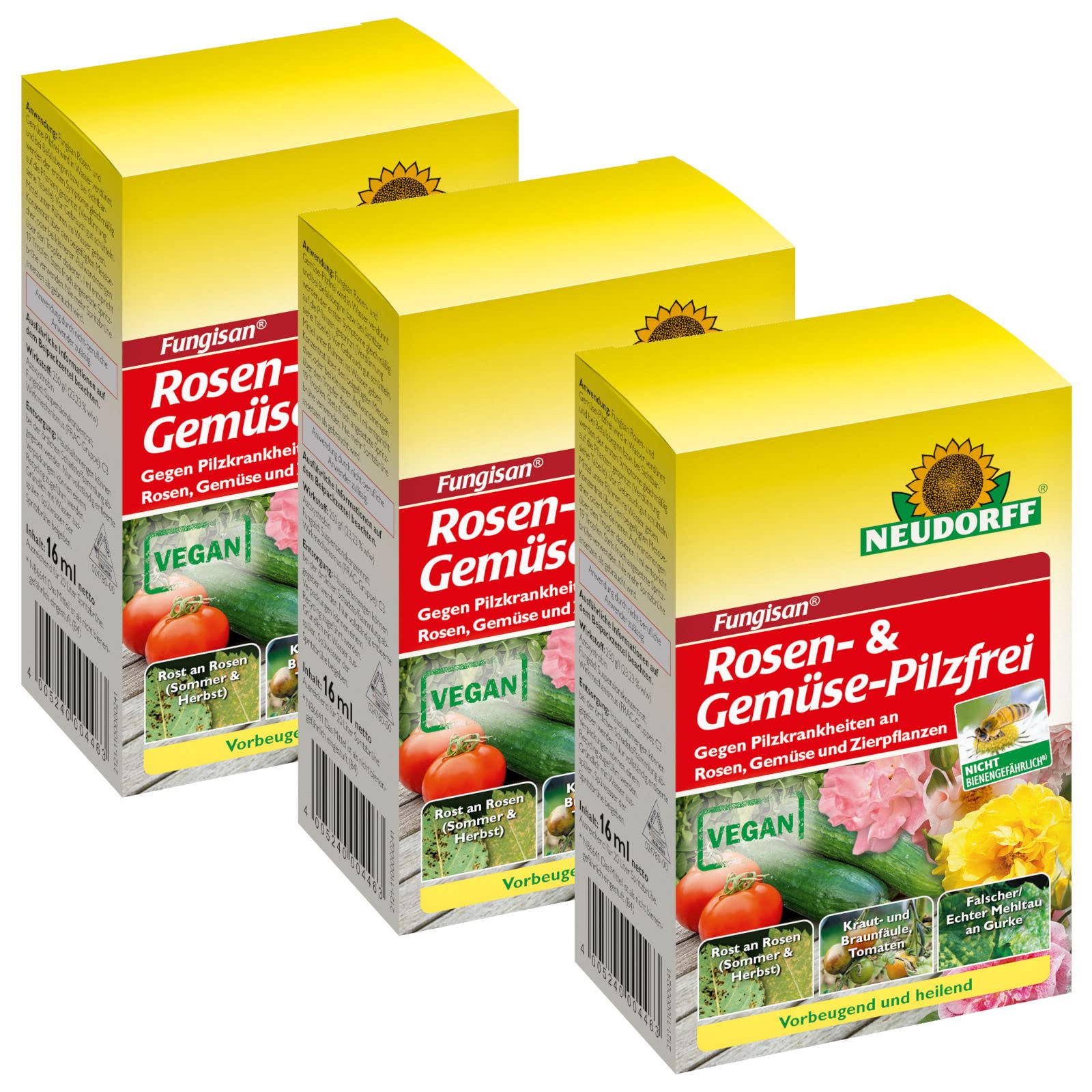 3 x 16 ml Neudorff Fungisan Rosen- und Gemüse-Pilzfrei
