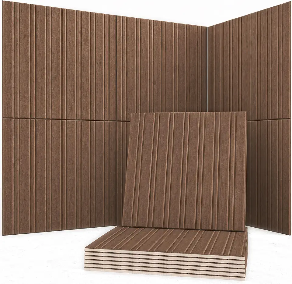 ARPEOTCY Painéis de parede acústicos, painéis de absorção de som verticais de madeira para quarto, escritório, podcast e estúdio de gravação, 183 x 122 cm, decoração de parede à prova de som, design