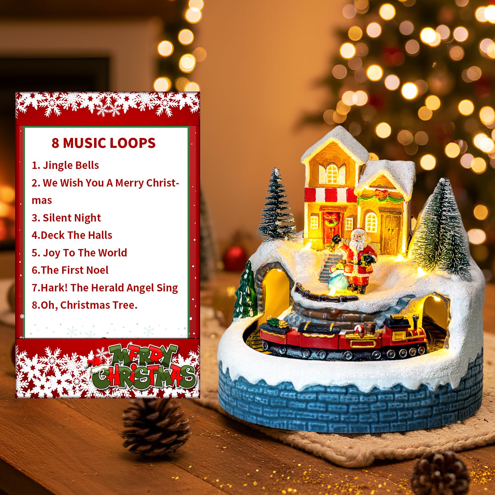 MXwcy Figuras de pueblo de Navidad, coleccionables, estatuas arquitectónicas (Papá Noel)