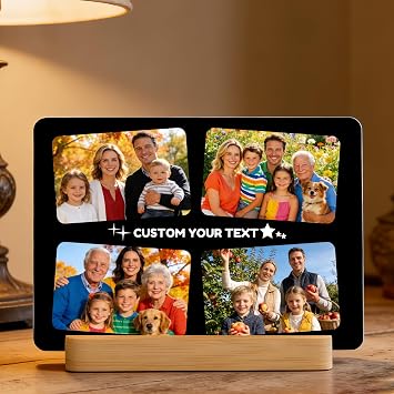 XINYIMAI Metal Photo Prints Custom, Personalized Picture with Bamboo Stand, 3 Sizes 4x6/6x8,/8x10 inchs, Aluminum Photo Gifts for Couples, Family, Home Decor