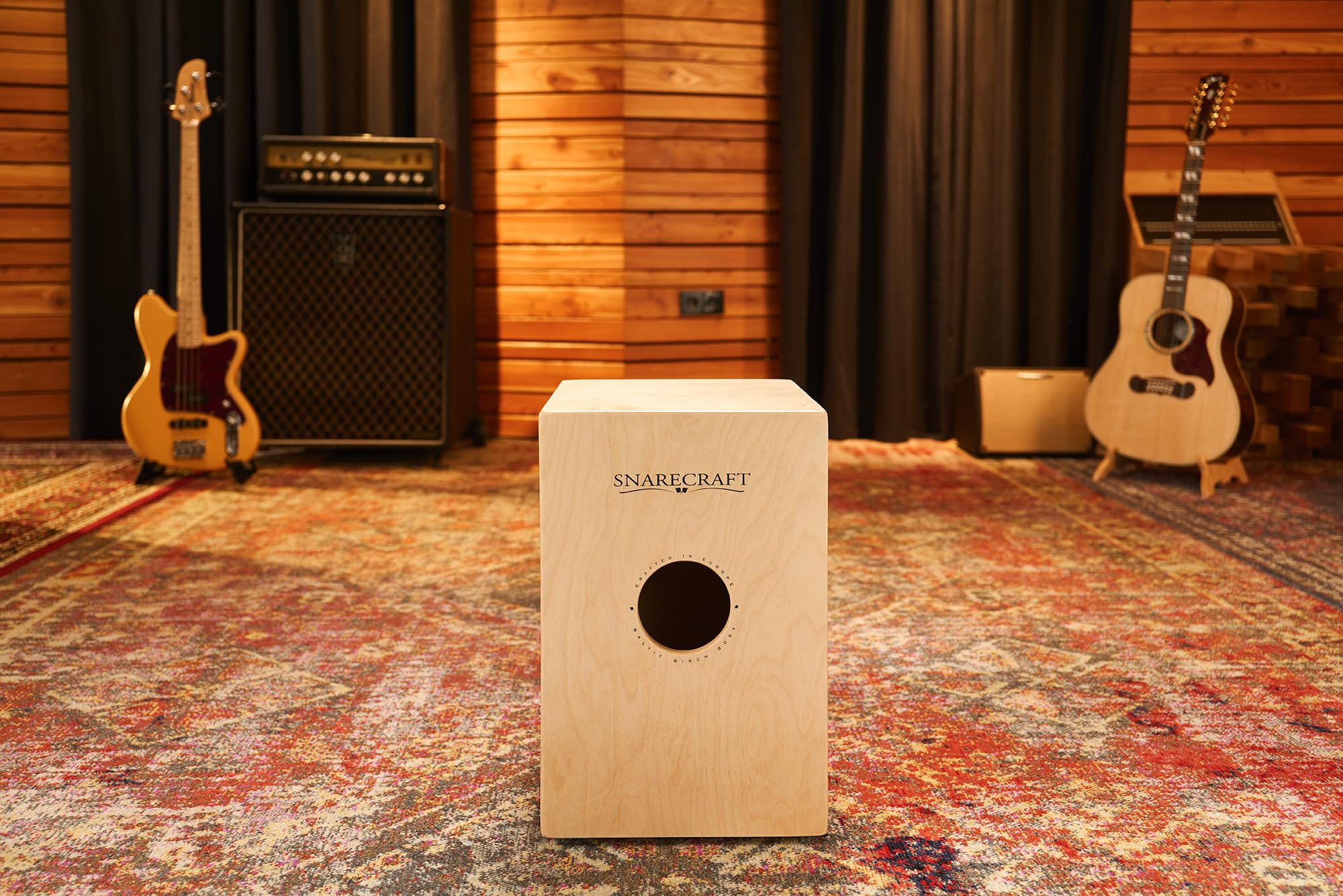 Meinl Percussion Snarecraft Cajon Instrument - Drum Box Compatto con 2 Cordiere - Superficie di Suono Radica (SC80BW)