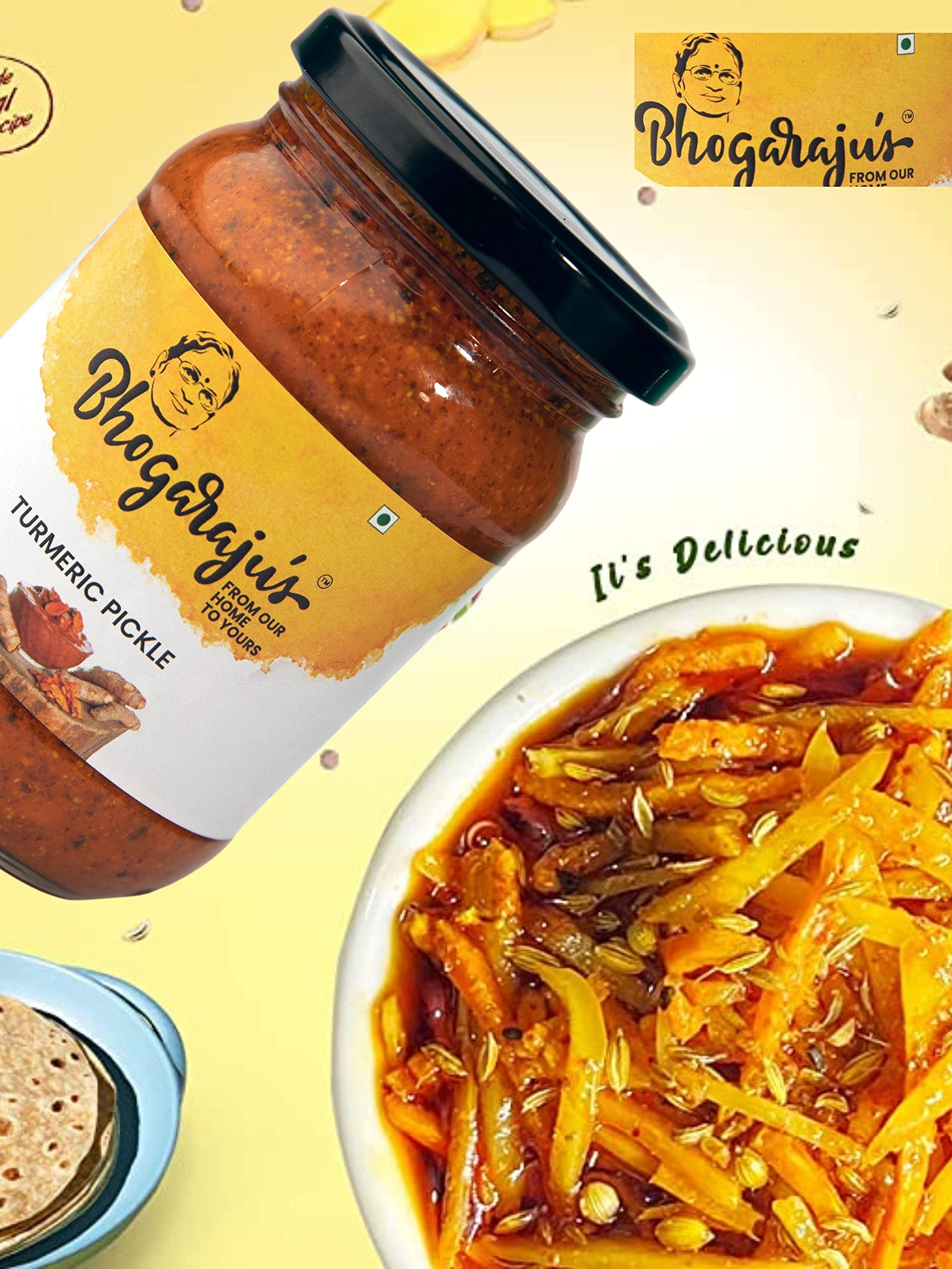 Bhogarajus Garlic Pickle + Bhogarajus Turmeric Pickle Pack of 2 4