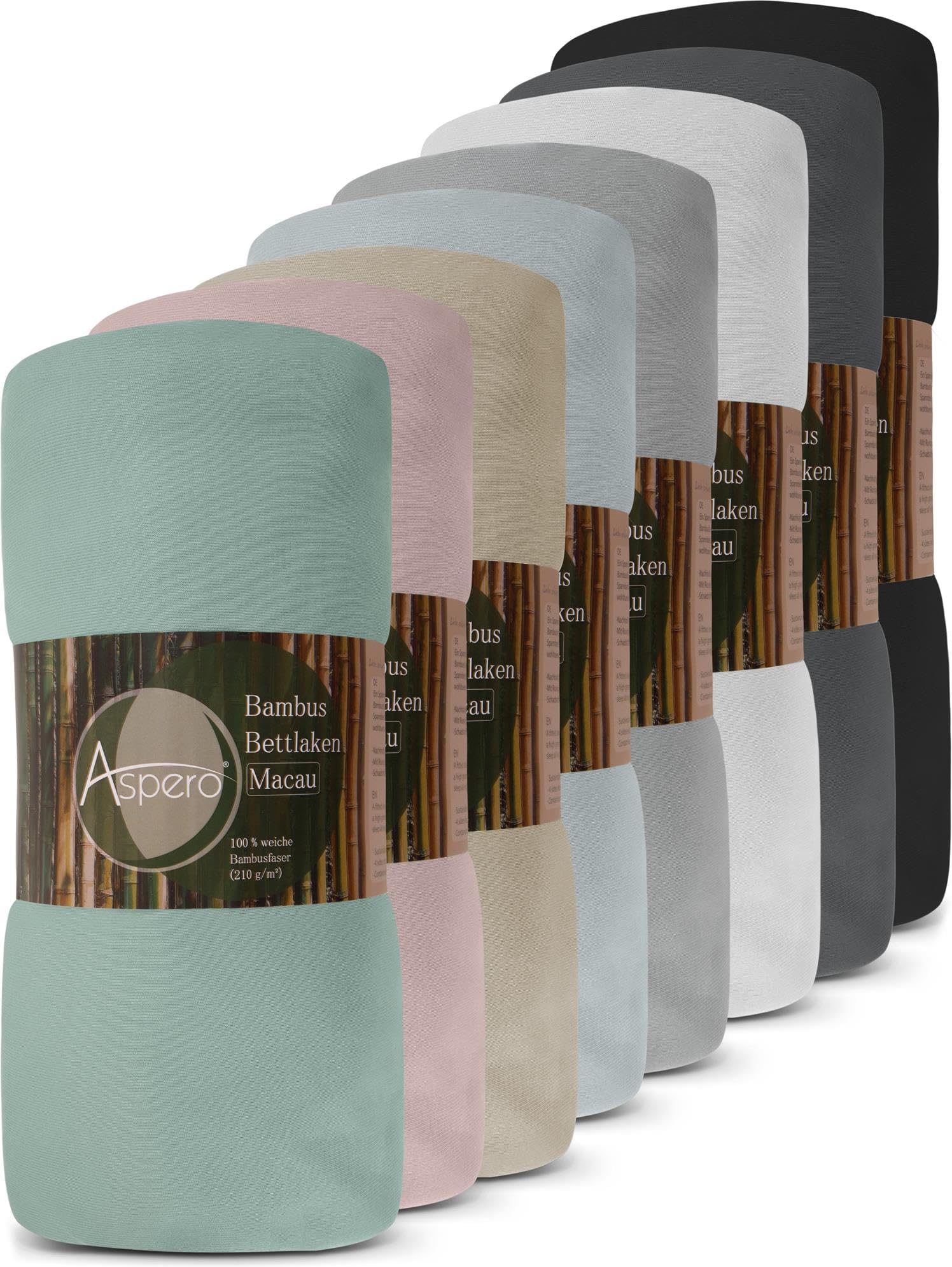 Bambus Spannbettlaken 4 Jahreszeiten| weiches Spannbetttuch 210 g/m² Oeko-Tex aus aktmungsaktivem Material Temperaturregulierend Farbe Graugrün Größe 140-160 cm x 200 cm x 30 cm