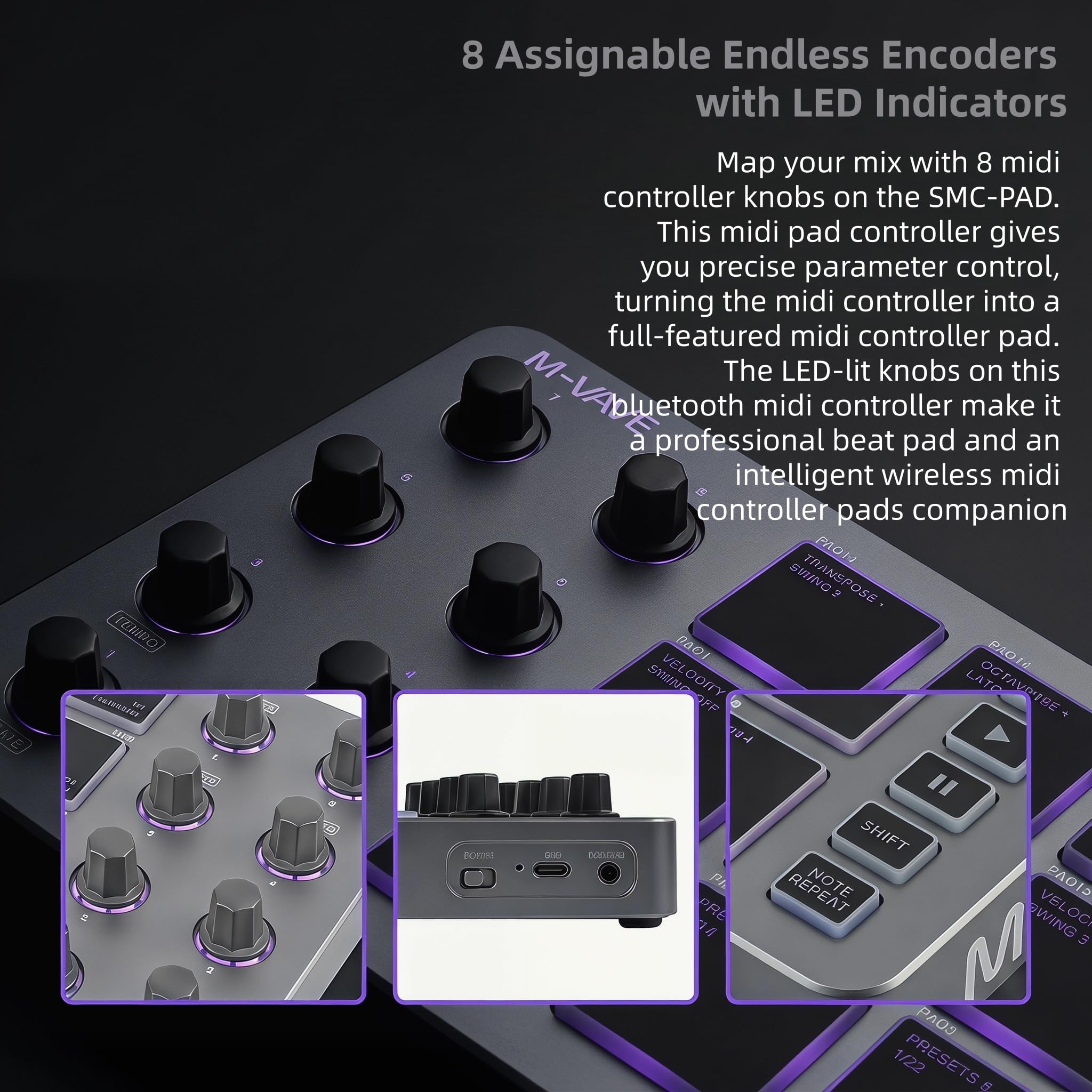 Amazon.com: M-VAVE SMC-PAD MIDI Controller,Bluetooth Wireless