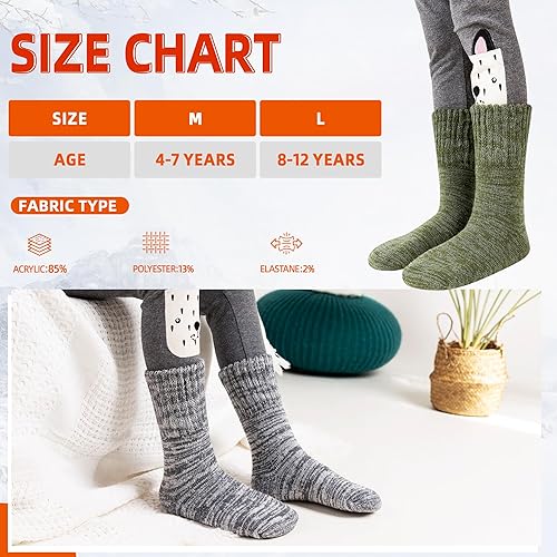 Miniatura 5 de Calcetines térmicos cálidos para niños y niñas, calcetines térmicos gruesos con aislamiento térmico para botas de invierno para clima frío extremo,