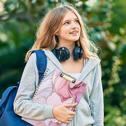 Vista 44 de Carpeta de 3 anillos con portapapeles, tamaño carta de 1 pulgada, bonita carpeta de portapapeles con bloc de notas recargable, 5 carpetas Azul