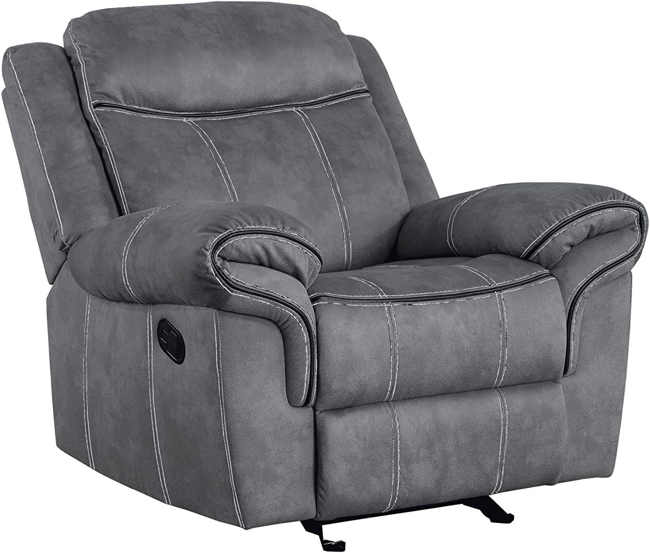 Acme Zubaida Velvet Horizontal Upholstered Glider Recliner in 2-Tone Gray