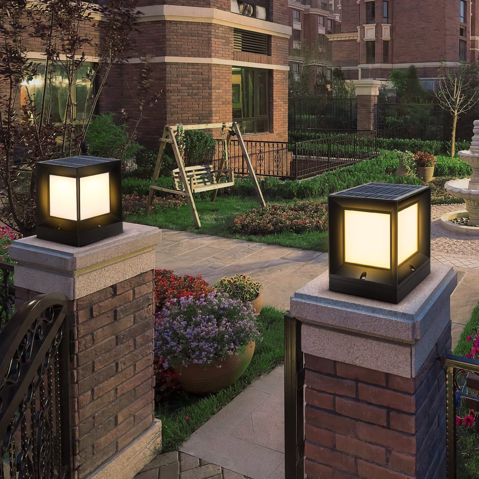 1 Juego Estigma De Jardín Led Lámpara De Pilar Solar Luz Del Poste De La Cerca Luces De Columna Solar Luces Solares Para Postes Tricolor Lámpara De Poste Abdominales De Ingeniería