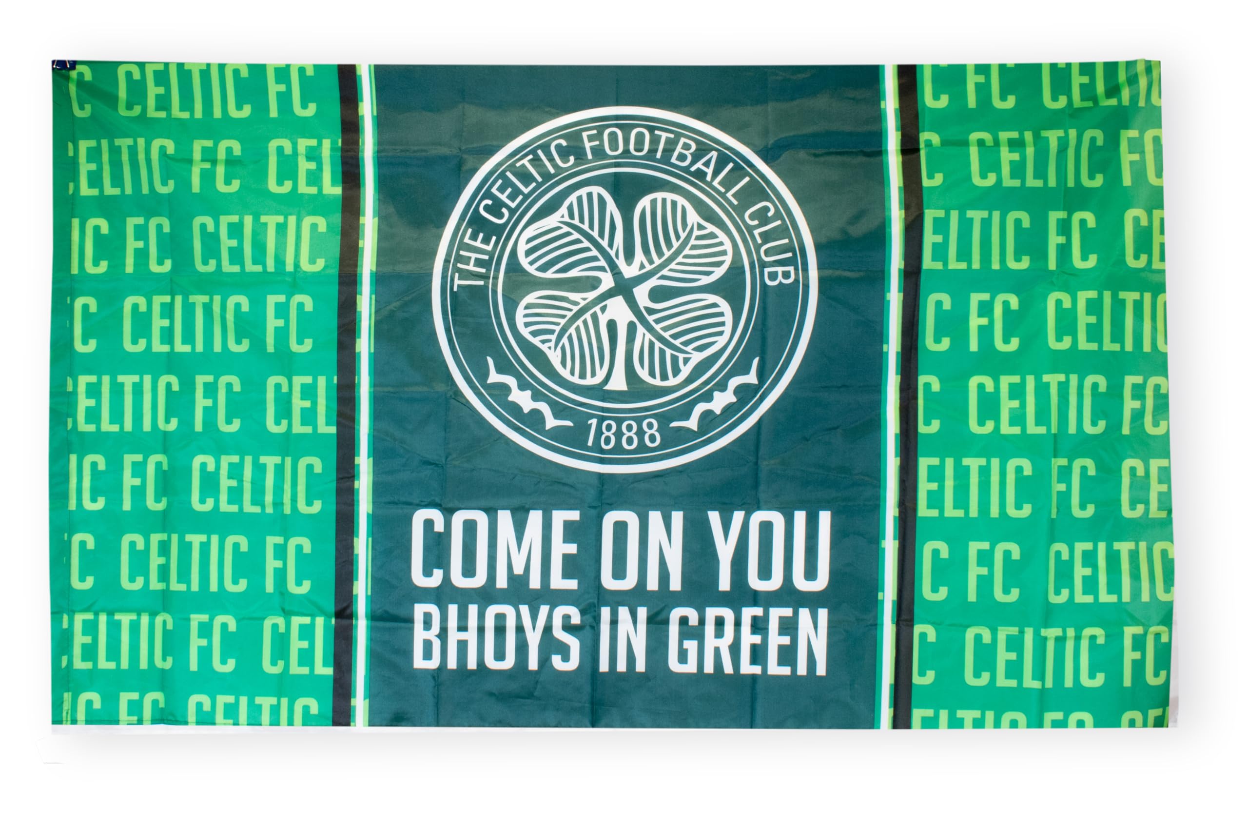 Hy-Pro Official Celtic Flag 5ft x 3ft - Polyester National Football Banner for Home & Match Display - Supporters' Gear with Large Crest & Green Detail