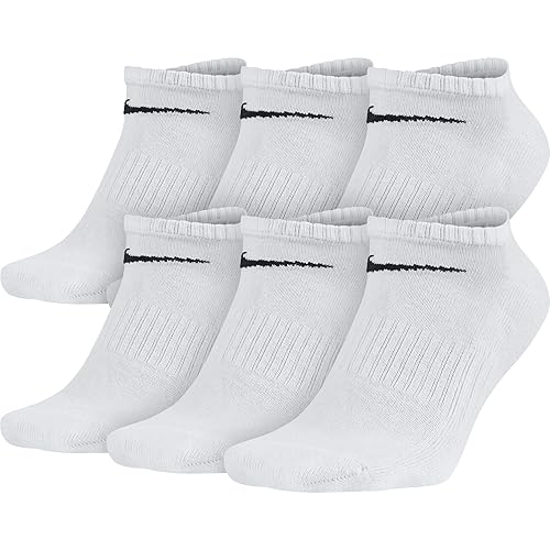 NIKE Performance Cushion No-Show Socks with Band (6 Pairs) - Small - White/Black