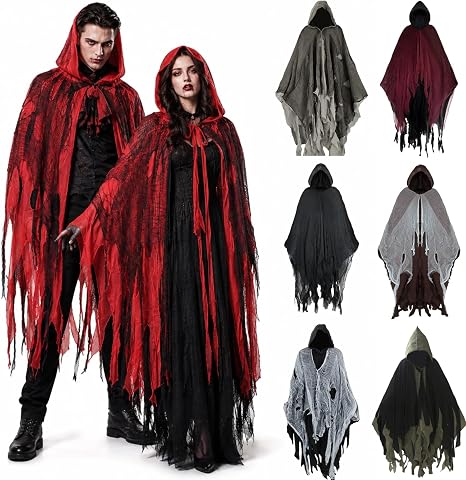 Vampire Cape for Women and Men Halloween Costume Poncho with Hood