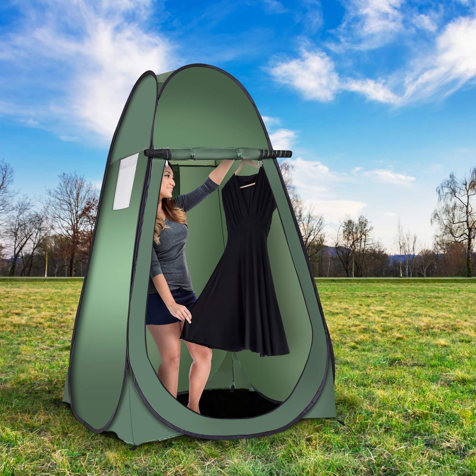 RELAX4LIFE Tenda Fasciatoio Pop-up, Cabina Doccia Pieghevole, Spogliatoio Portatile per Campeggio, Spiaggia e Trekking, Borsa per il Trasporto, 120 X 120 X 190cm (MODELLO 1)