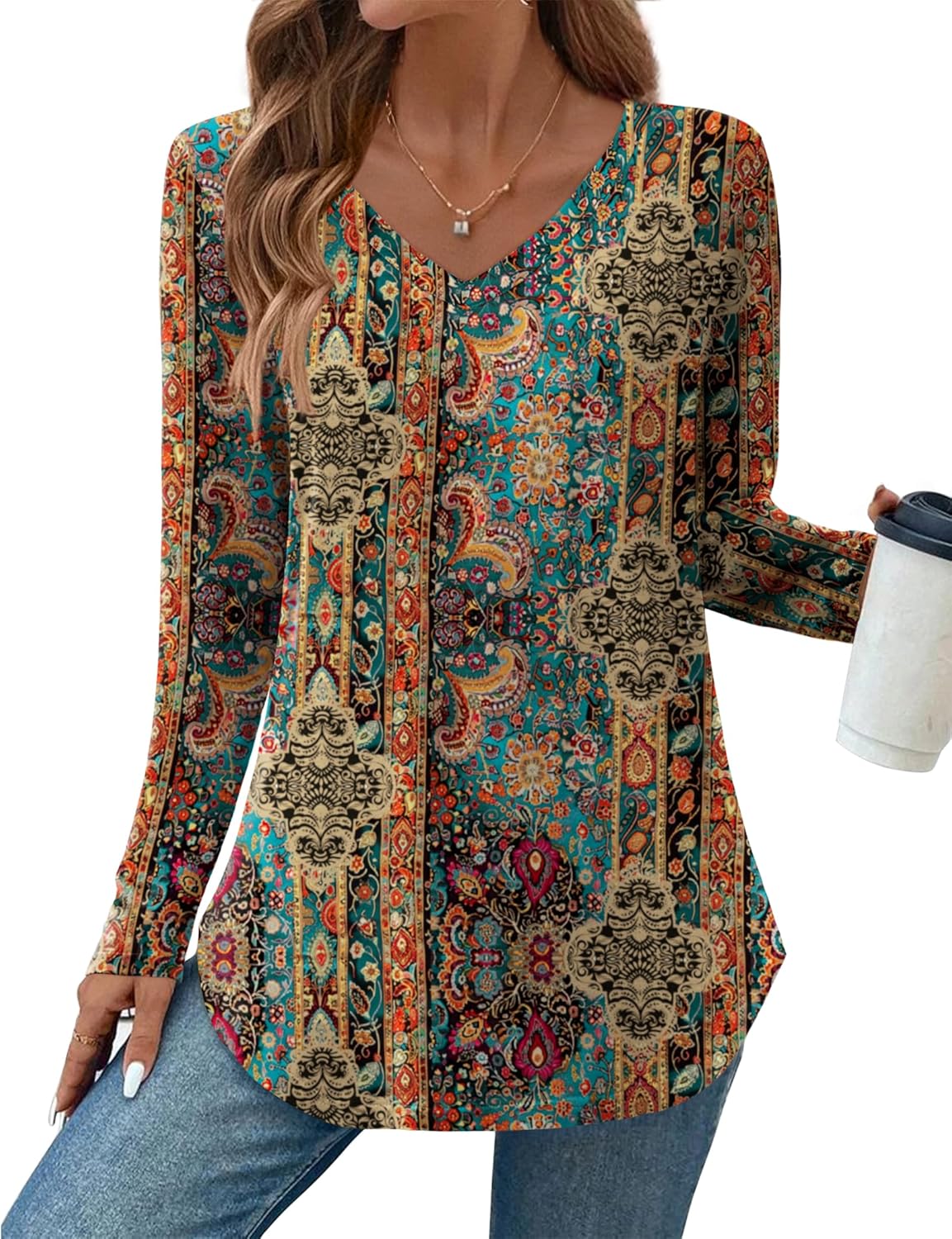 Zeagoo Long Sleeve Tops for Women Casual V Neck Shirt Loose Fall Basic Tee Dressy Work Blouses 2025 Zeagoo Long Sleeve Tops for Women Casual V Neck Shirt Loose Fall Basic Tee Dressy Work Blouses 2025