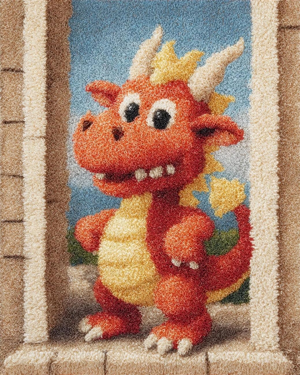 AMBATTERY Large Rug Making Kit Dragon at the Entrance 60x40cm