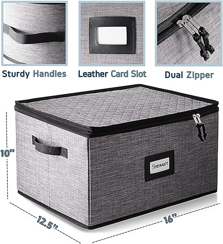 Miniatura 2 de Almacenamiento de copas de vino paquete de 2 recipientes apilables de almacenamiento de cristalería para juego de 12 caja de almacenamiento de copas