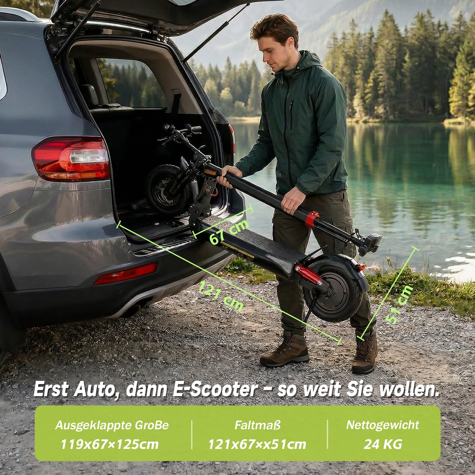 E Scooter mit Straßenzulassung,10 Zoll Elektroroller mit 12,5AH/15AH Batterie Max 70km Reichweite,Duales Bremssystem Und Doppelte Stoßdämpfung, E Roller für Erwachsene Pendeln und Geländefahrten