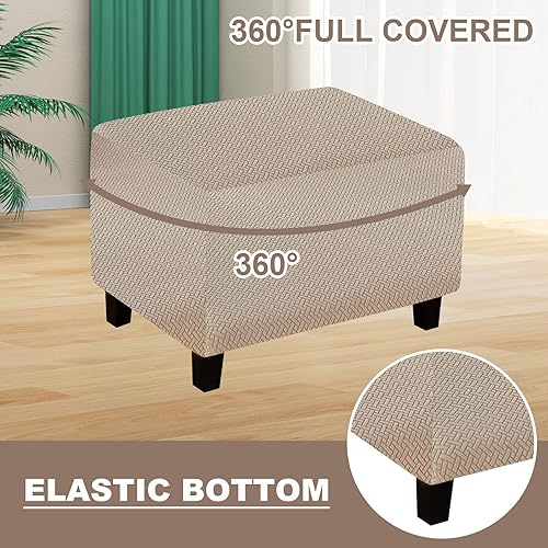 Miniatura 4 de Funda otomana de sofá resistente al desgaste, funda otomana rectangular elástica, funda para taburete de pies, fundas de taburete extraíbles para