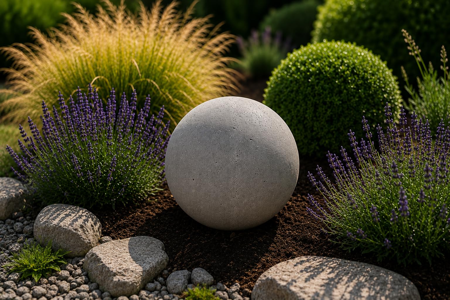 Beton Dekokugel Ø 29 cm Gartenkugel Wetterfest Gartendeko für Terrasse Beet Eingangsbereich Zementkugel Betonkugel