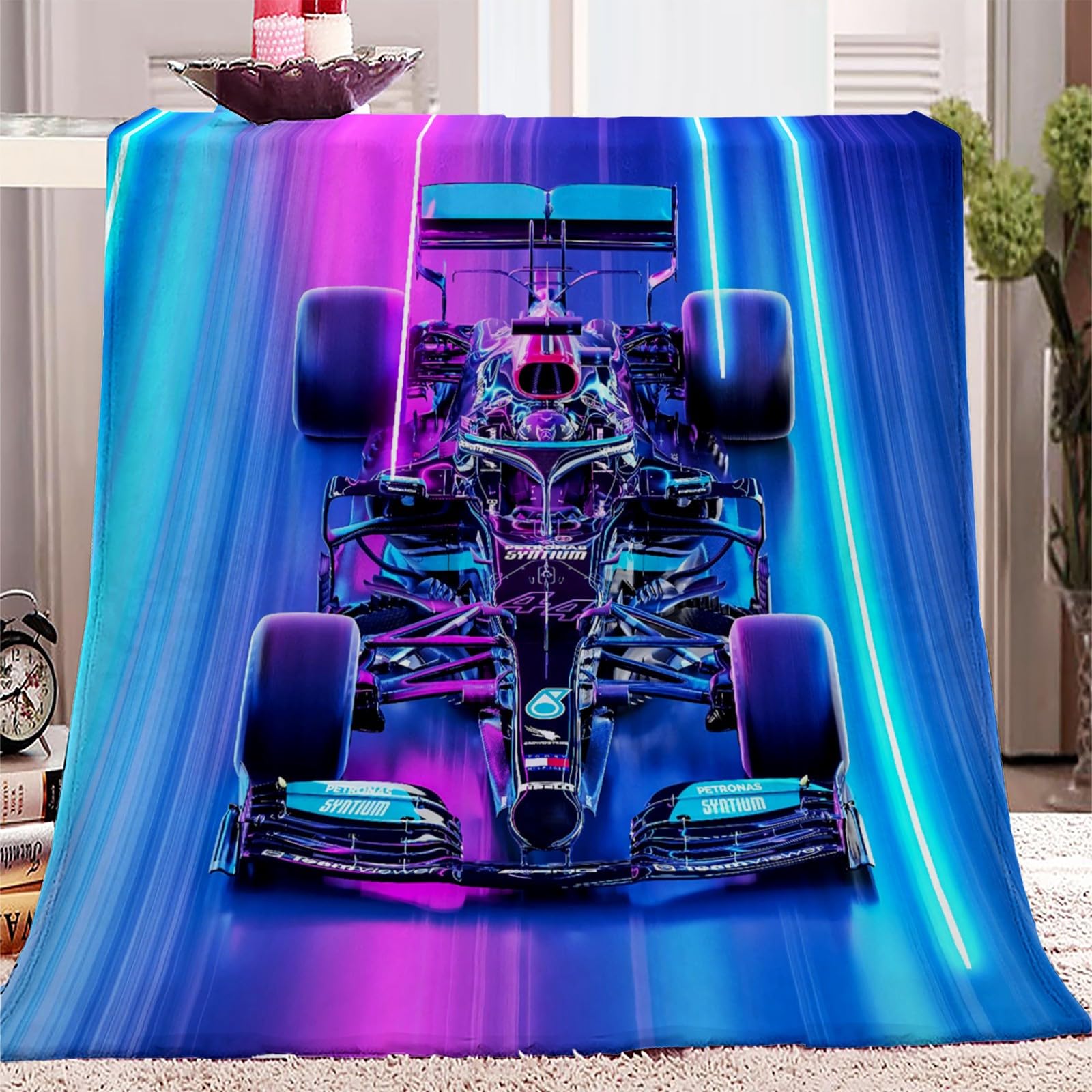 Cozyrest Cyberpunk Racing 2 Sherpa Fleece Blanket For Children Adults, Cyberpunk Racing Design Throw Blanket Plush Flannel Fluffy Soft Warm Color Bed Blanket Washable For Bed Sofa And Couch, 150X200 Cm