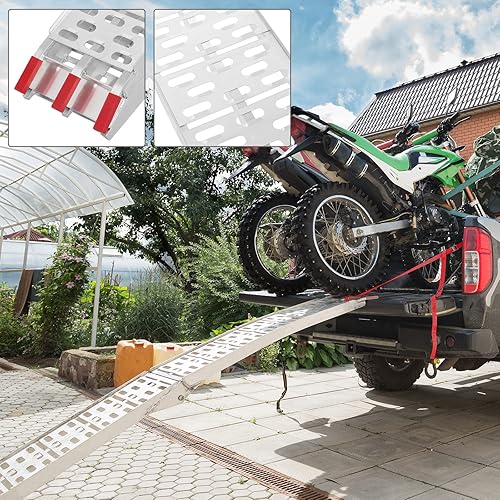 Miniatura 4 de TRIBLE SIX 2 rampas de carga plegables de 7.5 pies, rampas de carga plegables de 1500 libras de capacidad para