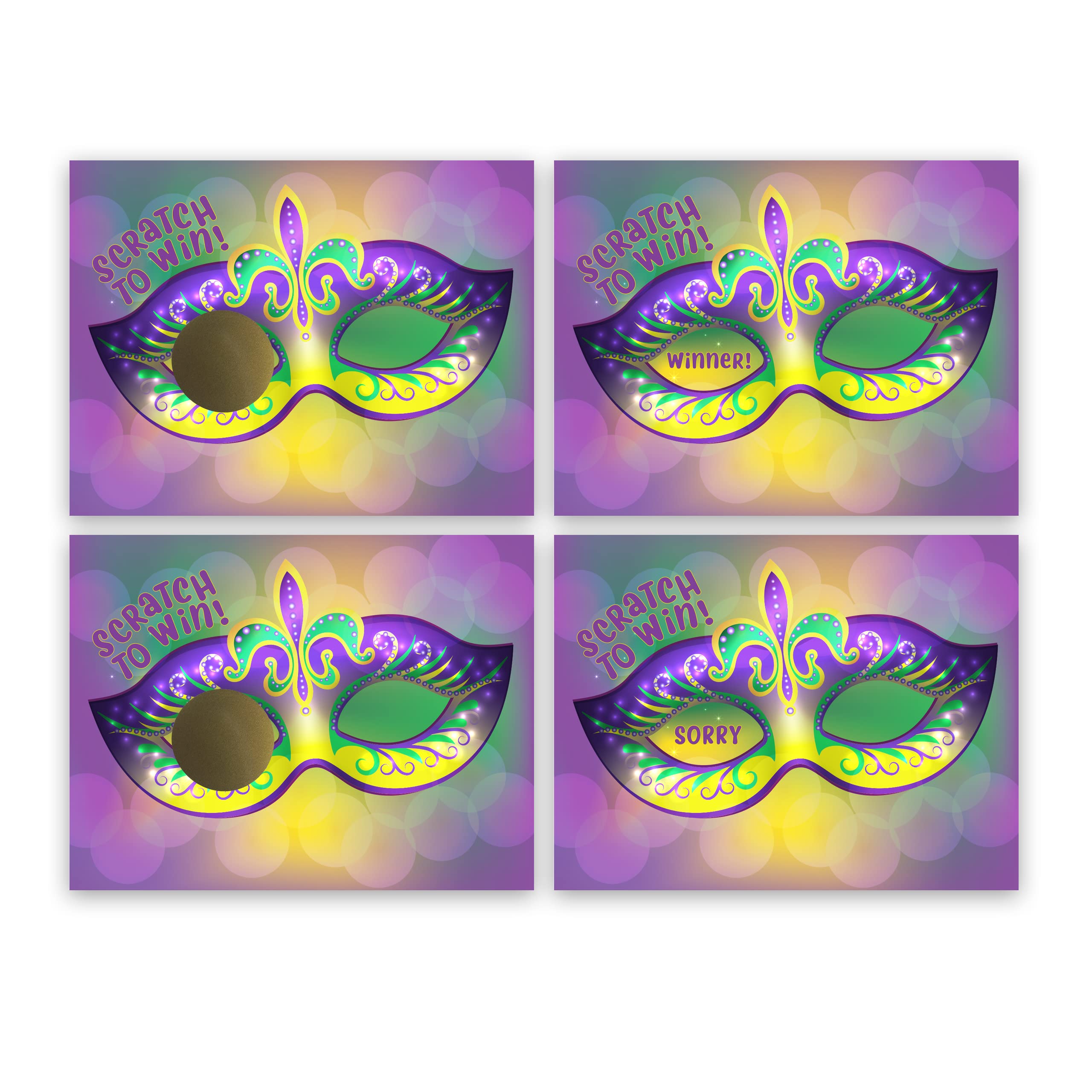 My Scratch Offs 26 Pack Mardi Gras Masks Scratch Off Game Cards are Perfect for Fun Games, Party Favors Decorations