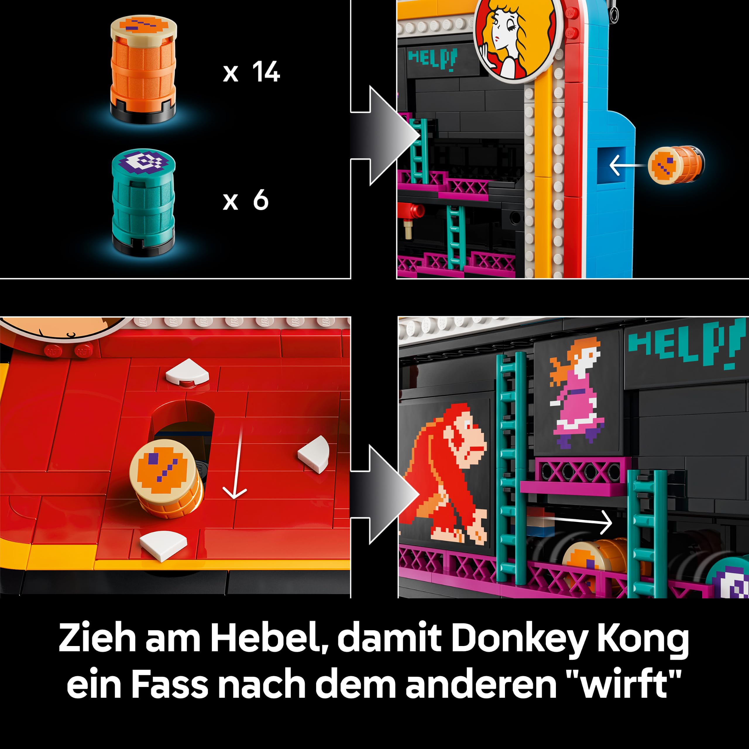 LEGO Super Mario Donkey Kong Arcade - Interaktives 3D Modellbau für Erwachsene mit Joystick & Fässer für Retro Zimmer Deko - Sammelbarer Gaming Fanartikel - Geschenk für Gamer ab 18 Jahren - 72051