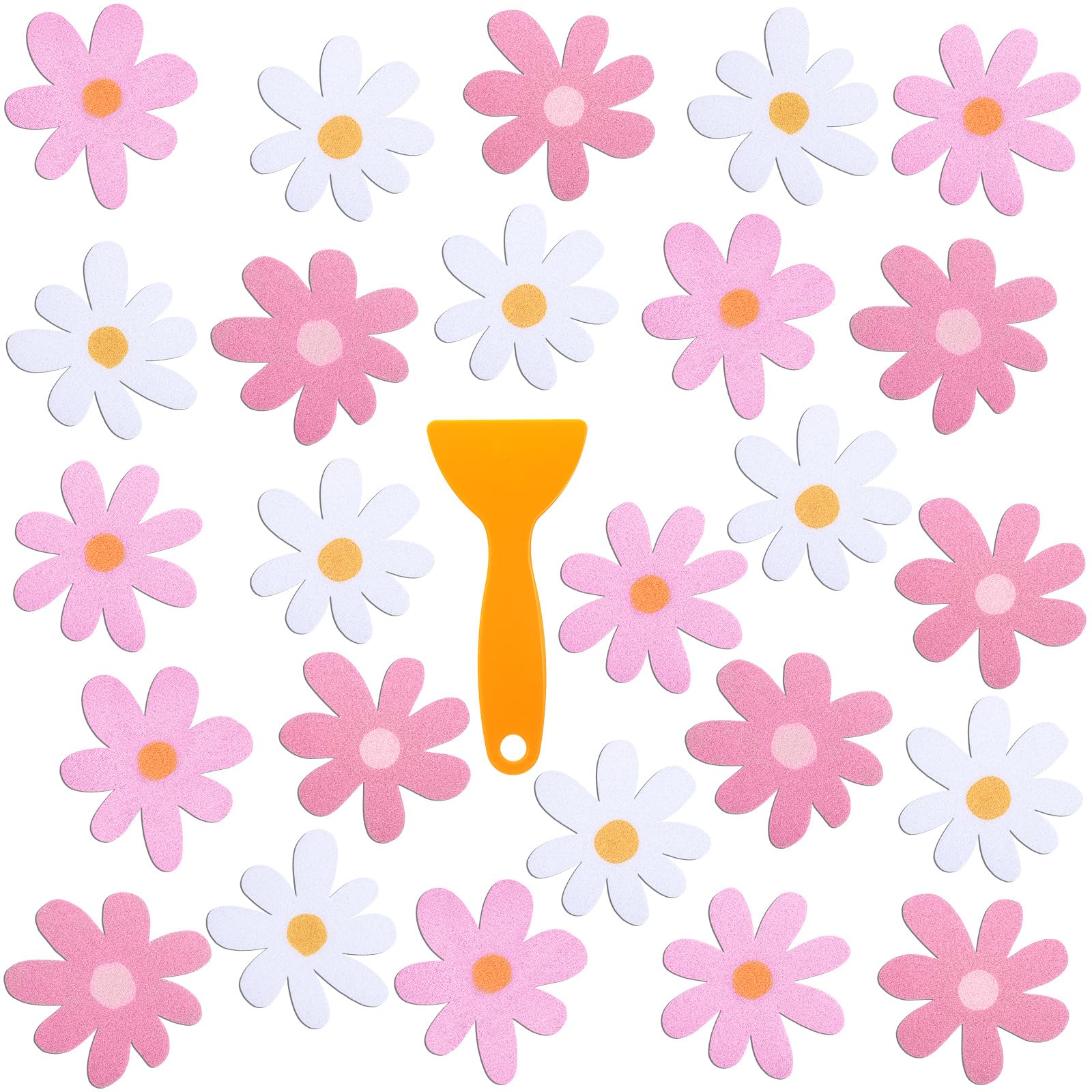 Calcomanías antideslizantes para ducha y bañera Chiisong con flores brillantes rosas