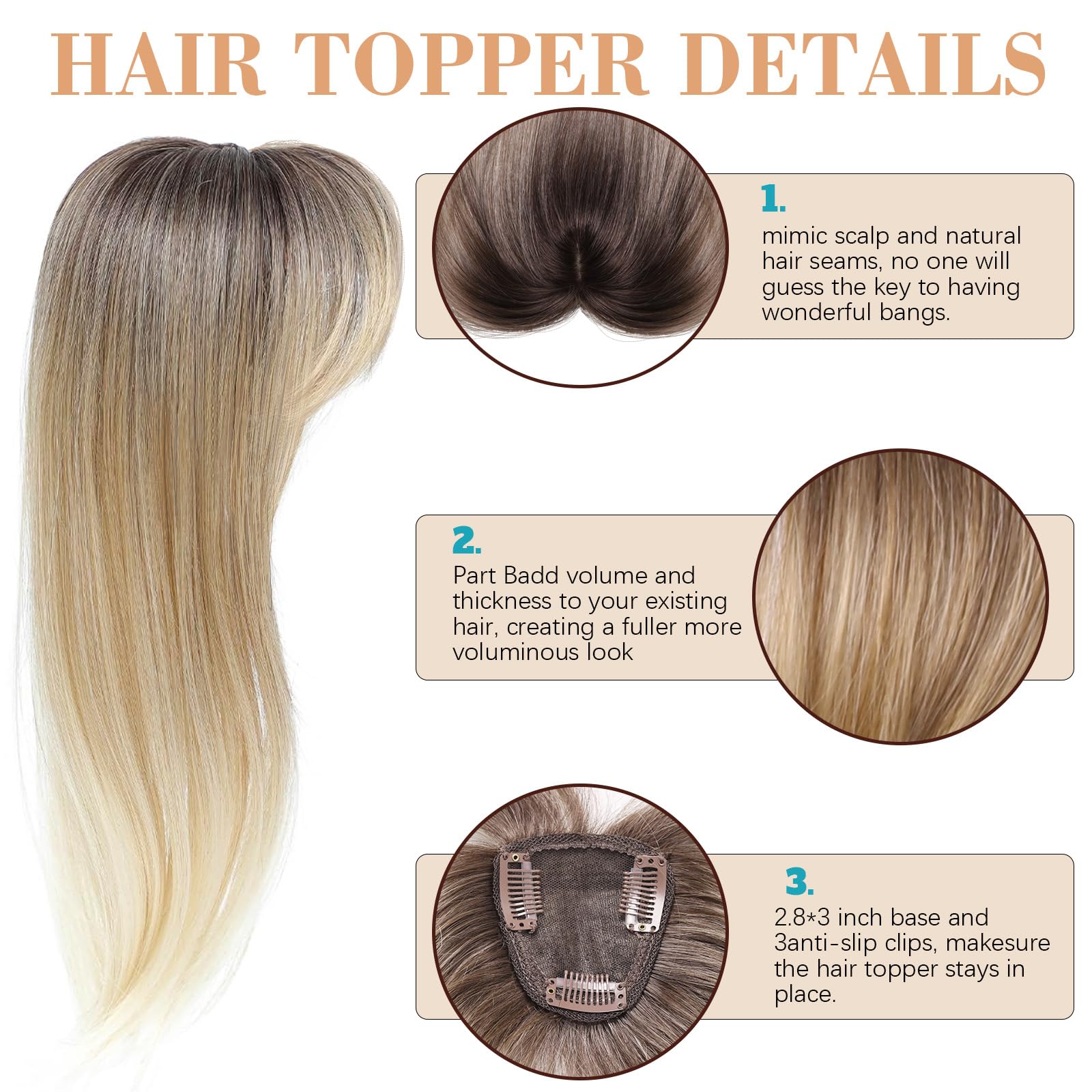 Amazon.com : CROWN GUIDE Hair Toppers for Women with 