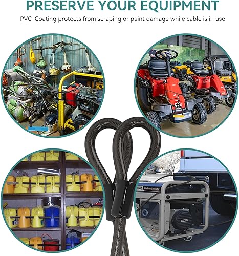 Miniatura 6 de Cable de seguridad resistente, cable de seguridad comercial con bucles, cable de bloqueo para remolques, equipos de patio al aire libre, cerraduras